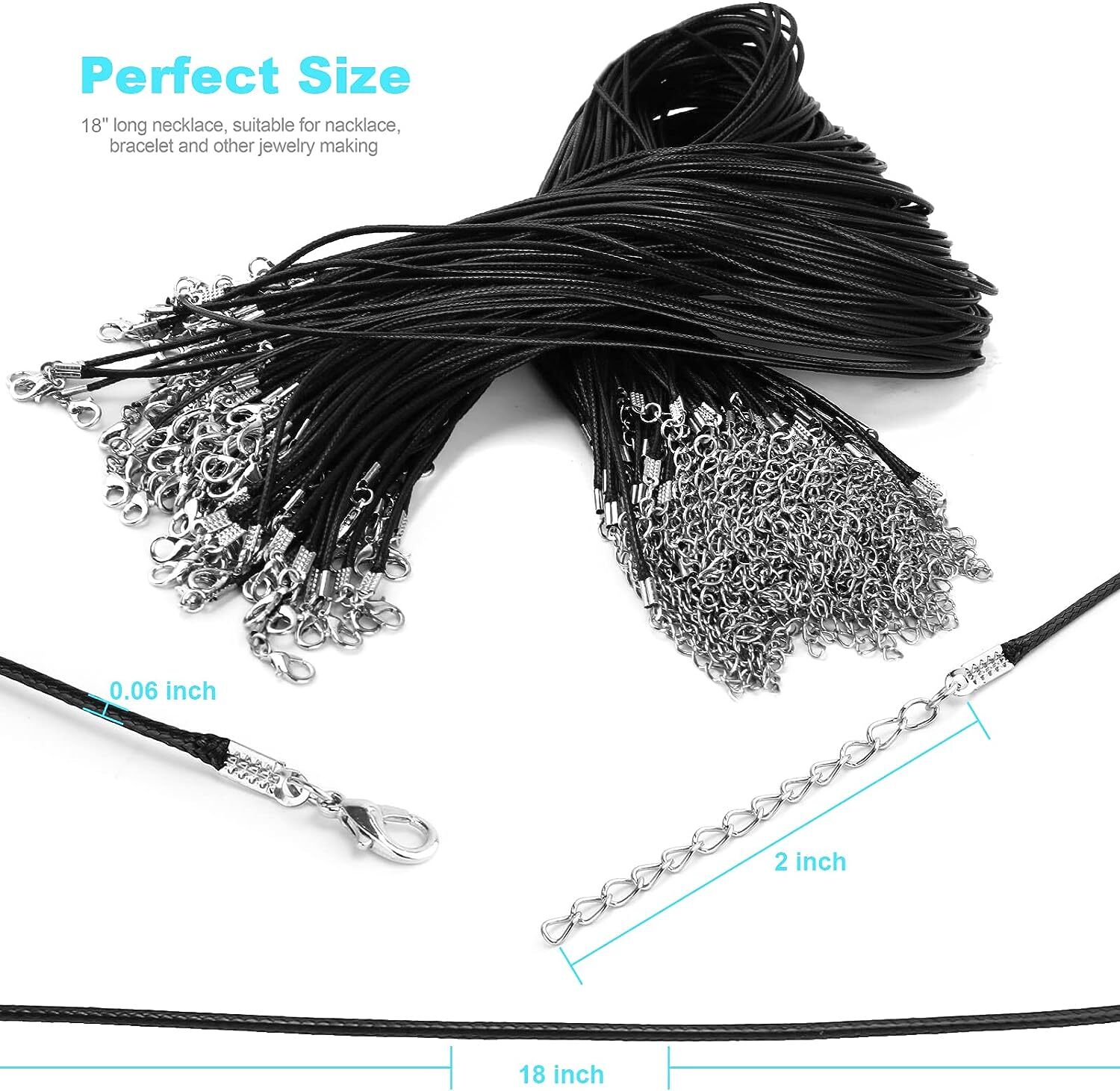 5-100pcs Black Leather Necklace Cord Chain 20″ Braided Rope String for Pendant