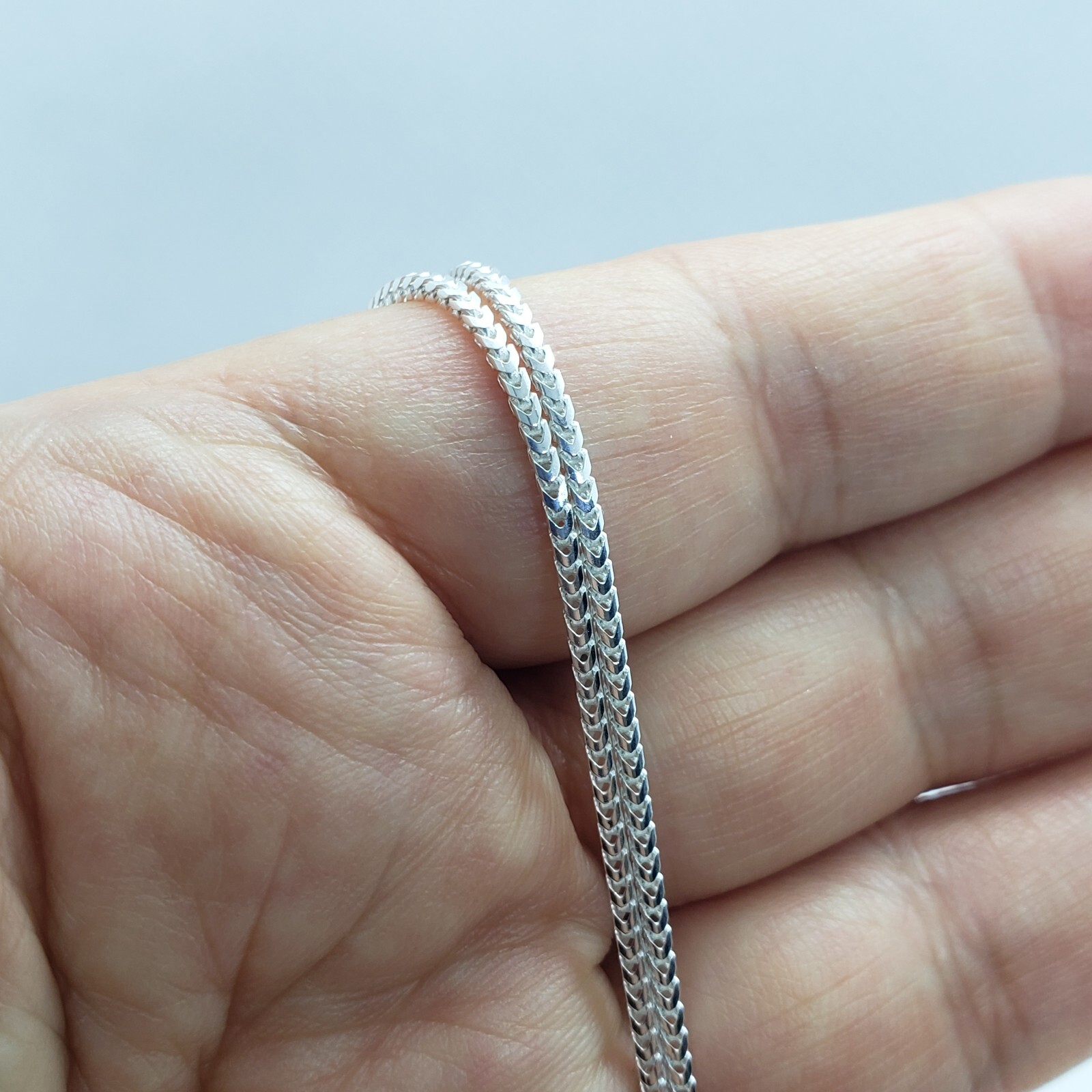 925 Sterling Silver Franco Chain Necklace Square Link Italy 1.5mm-2.5mm 16″-36″