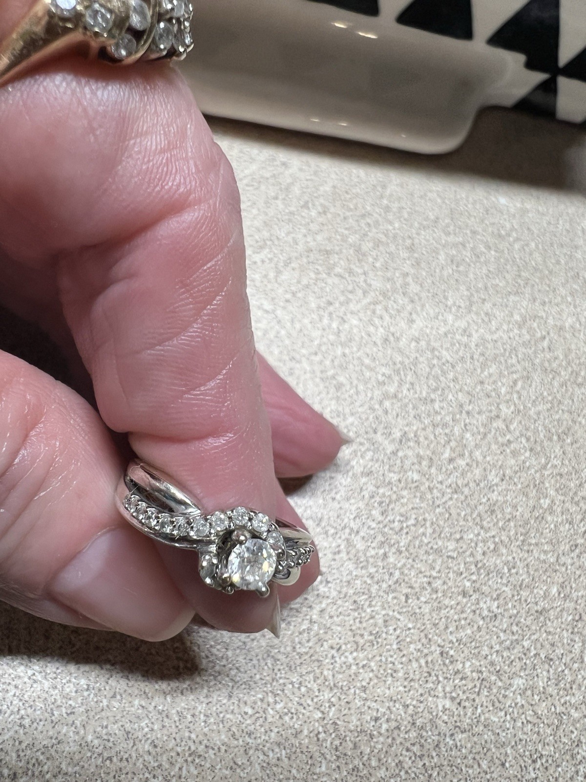 10k White Gold Diamond Engagement Ring Solitaire with Accents Zales