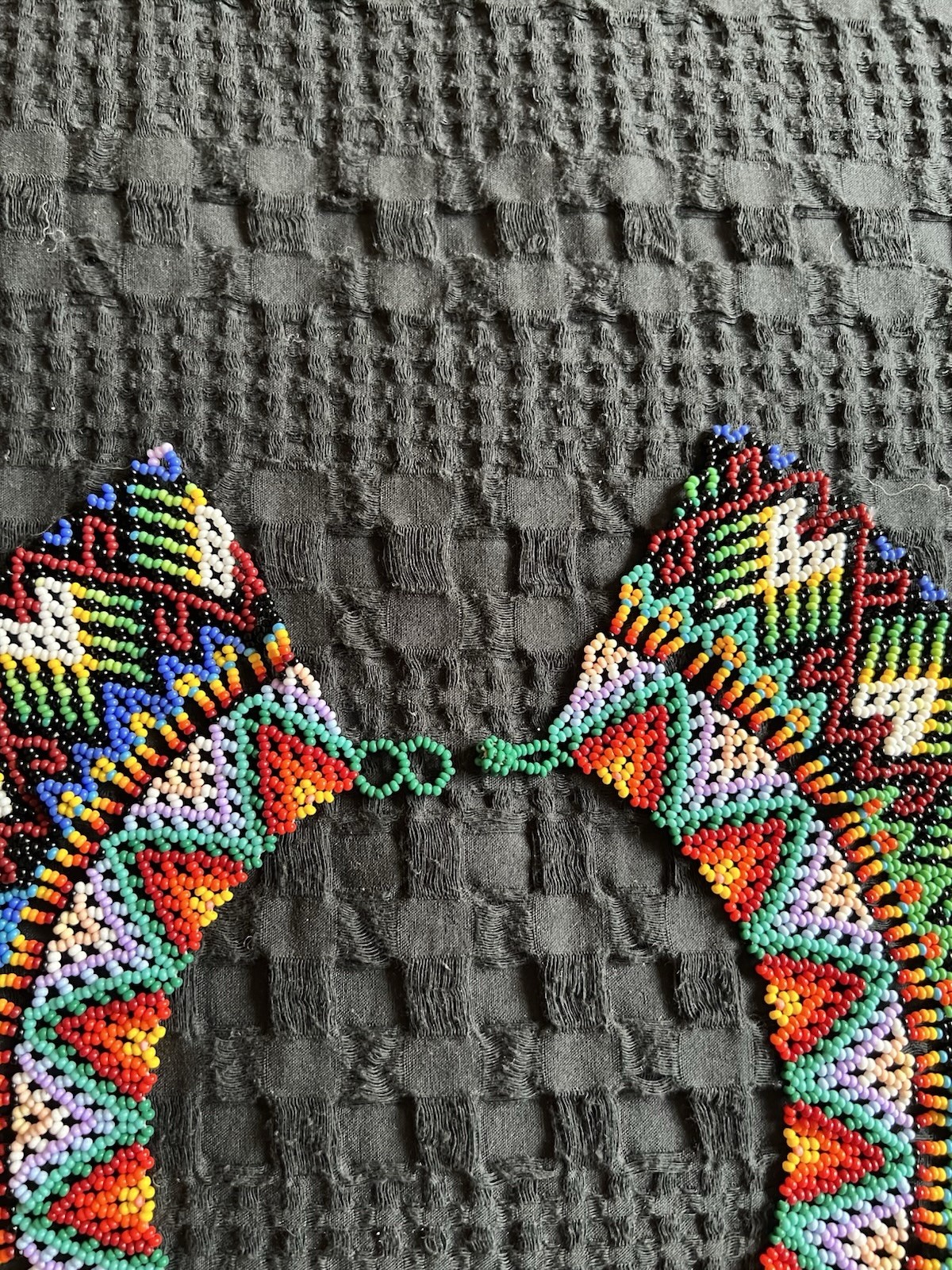 Handmade Colombian Indigenous Beaded Choker Necklace Tribal Statement Collar Bib