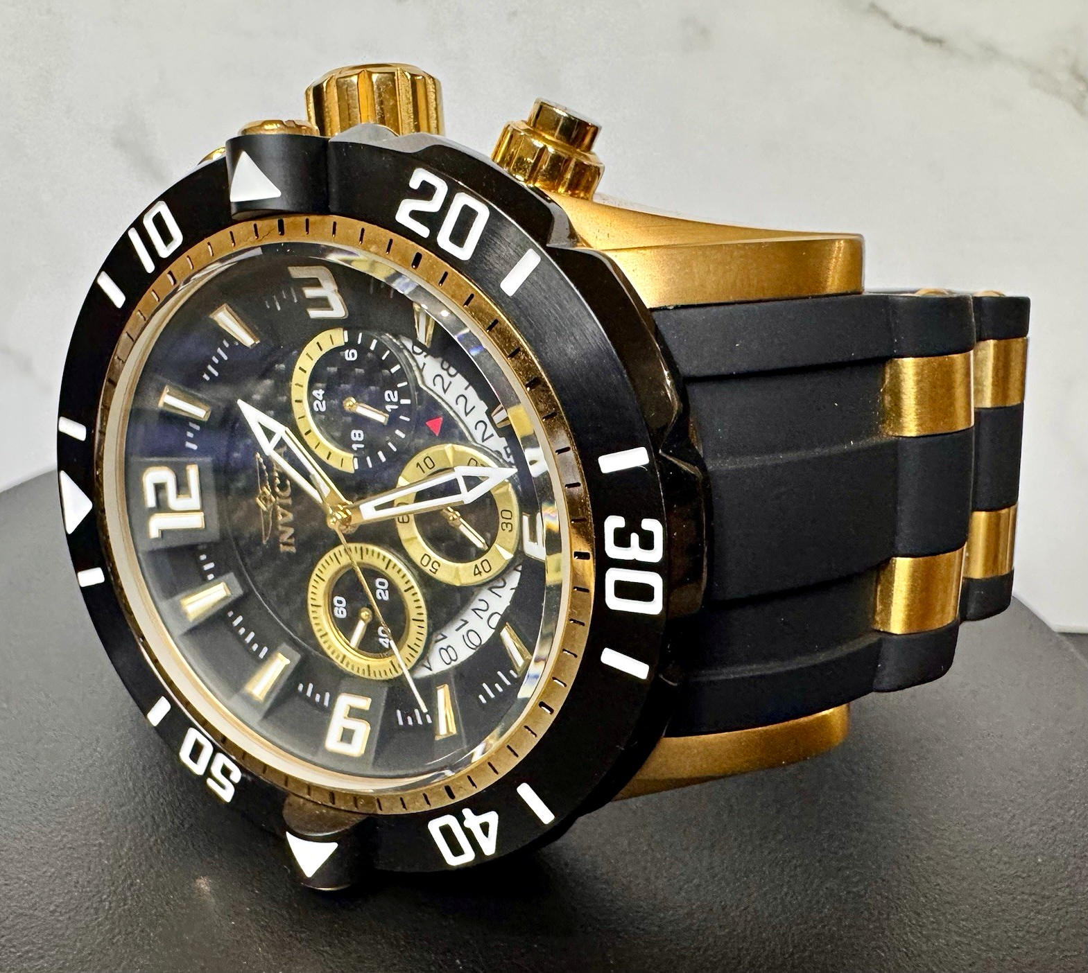 Invicta Pro Diver 23702 Men’s 50mm Chronograph Gold Black Carbon Fiber Watch