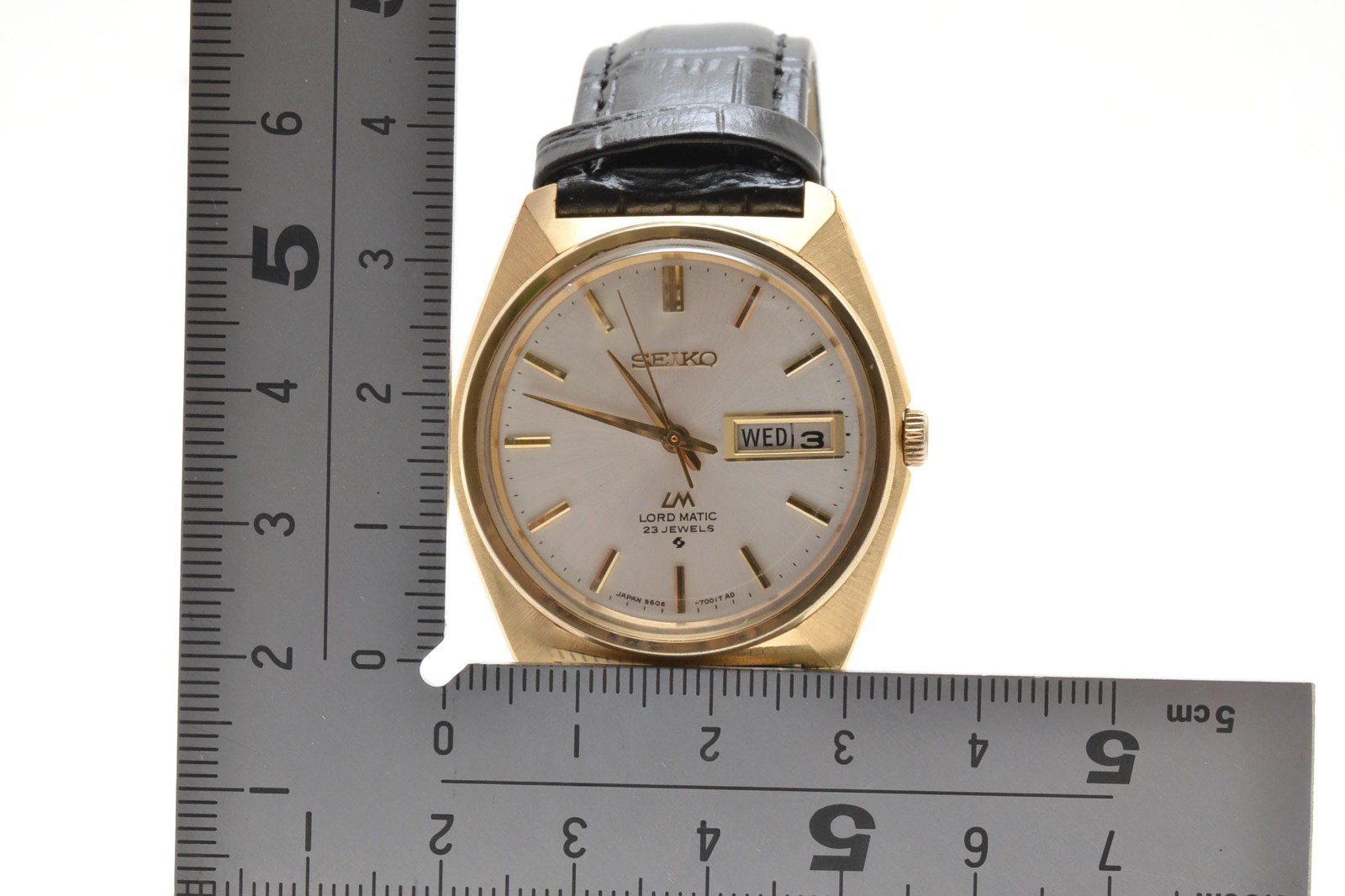 [N MINT ] Vintage SEIKO Lord Matic 5606-7000 Gold 1969 Automatic New Strap
