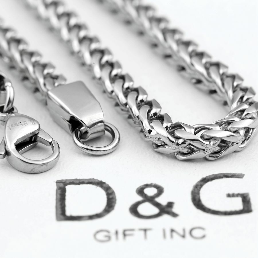 NEW DG Gift Inc Men’s 24″ Stainless Steel Silver 5mm Franco Chain Necklace + Box