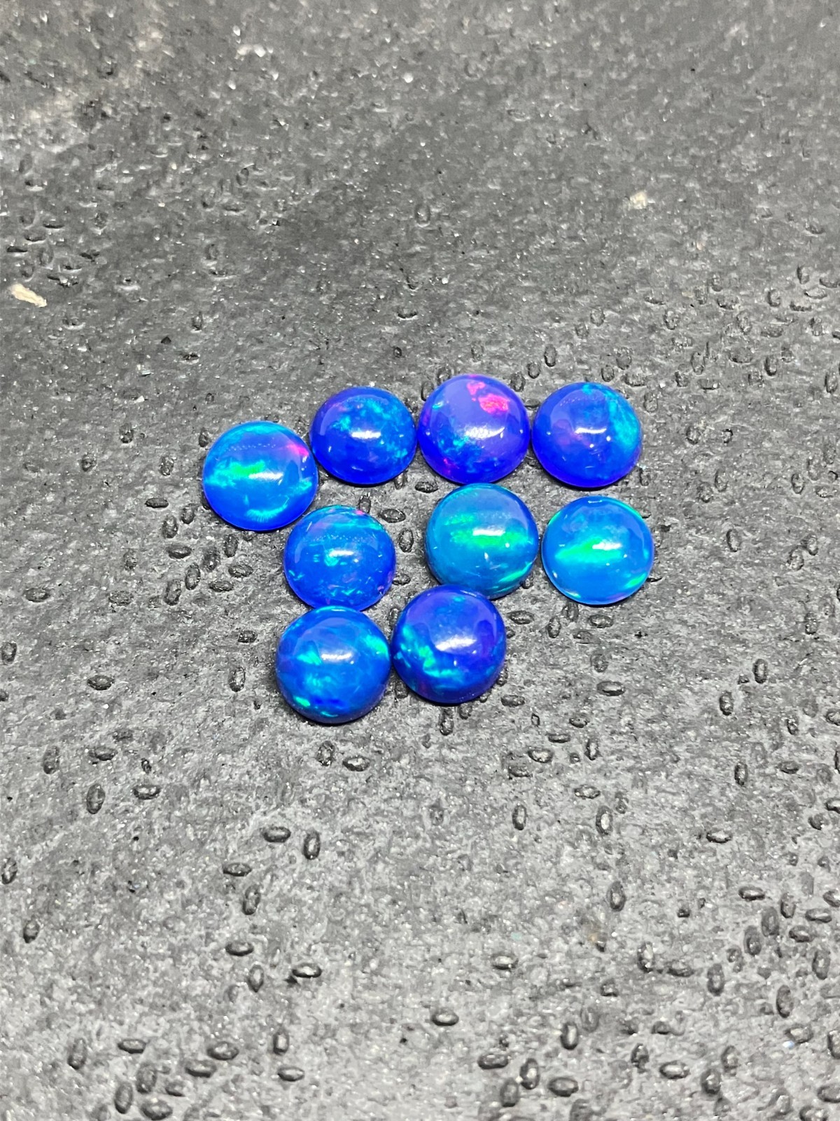 Natural Ethiopian Blue Opal Fire Round Flat Back AAA Loose Gemstone For Jewelry