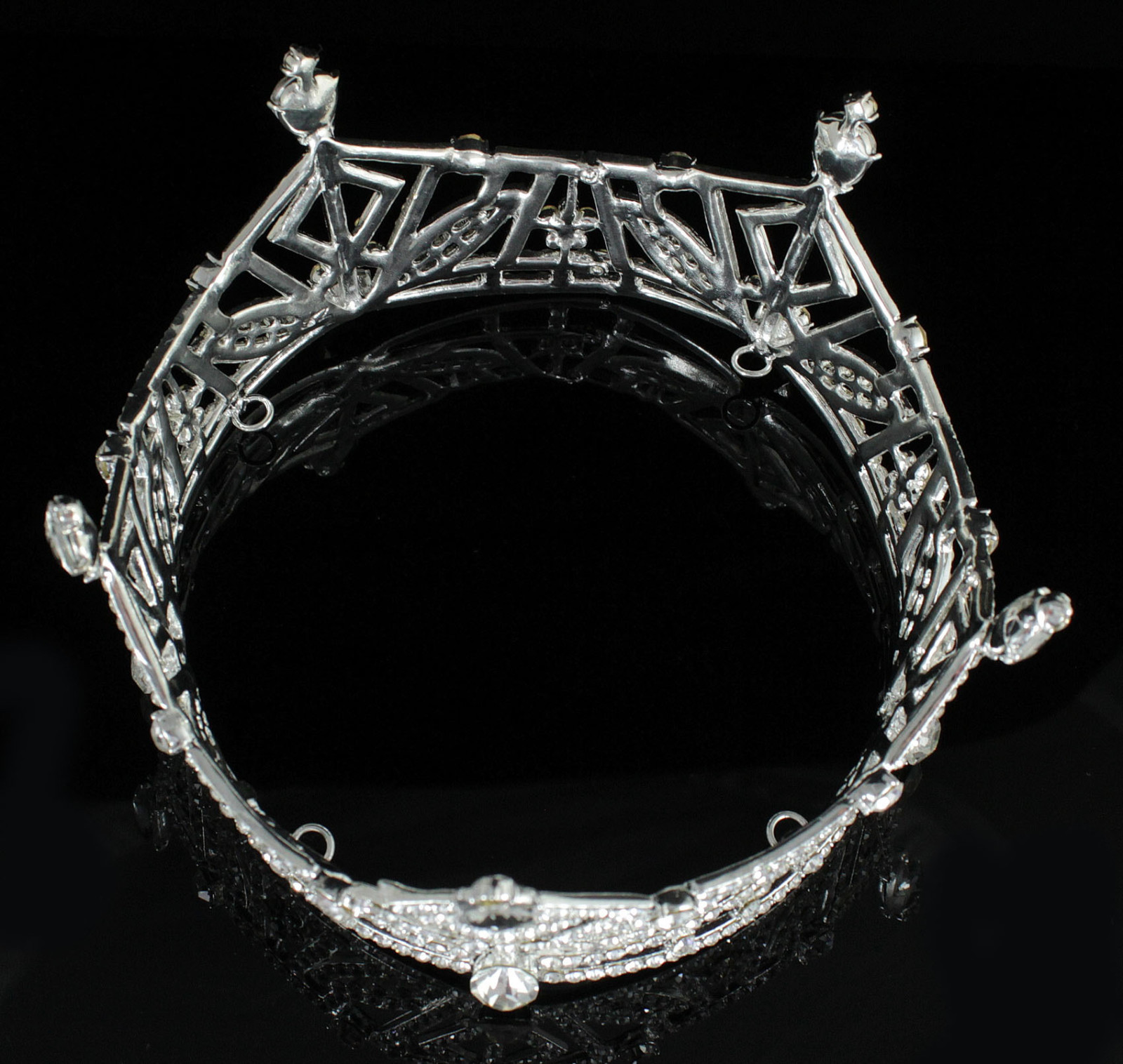 Miss America Crown Clear Austrian Rhinestone Hair Tiara Pageant T1299 silver
