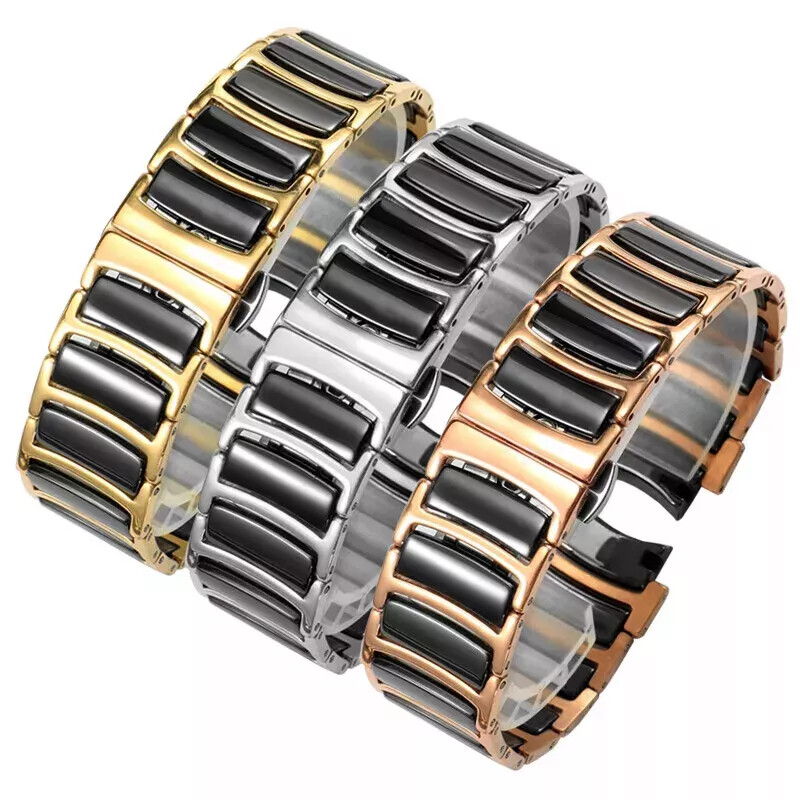 Steel Ceramic Watchband for Rado Centrix 12-20mm Men Women Butterfly Buckle Band