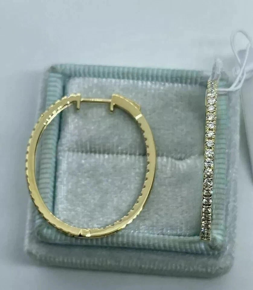 2Ct Round Cut Simulated Diamond Huggie Hoop Earrings In 14K Yellow Gold Plated