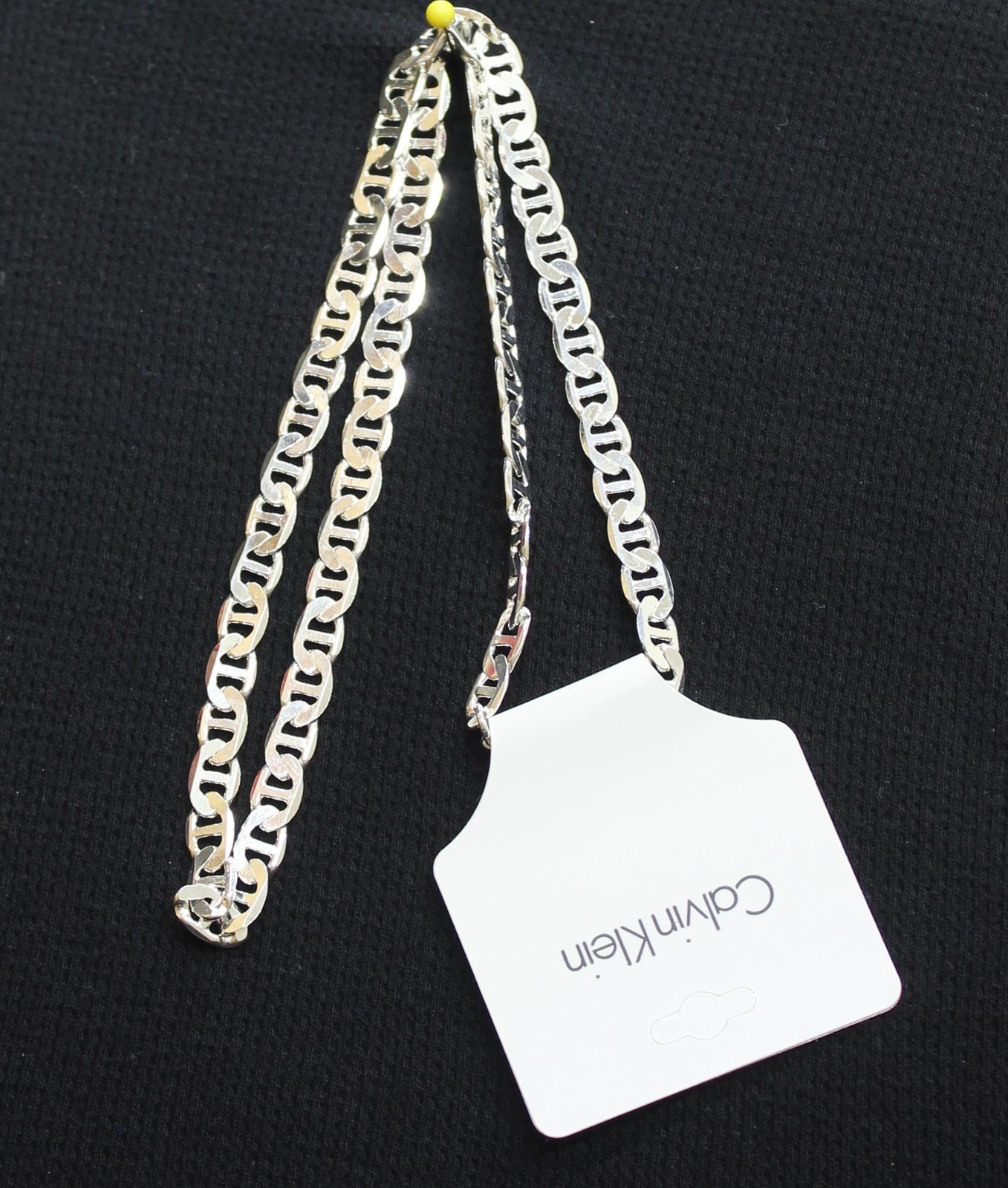 Calvin Klein Sterling Silver Mariner Link Flat Chain Necklace Silver Gray 20″