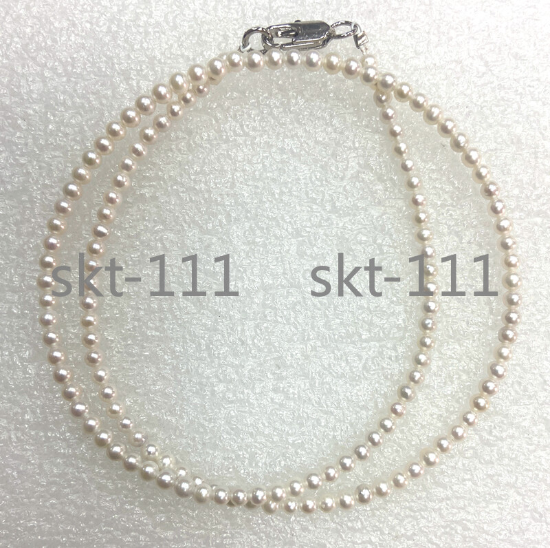 Natural 3-4MM White Akoya Freshwater Cultured Pearl Necklace 14-20″ AAAAA