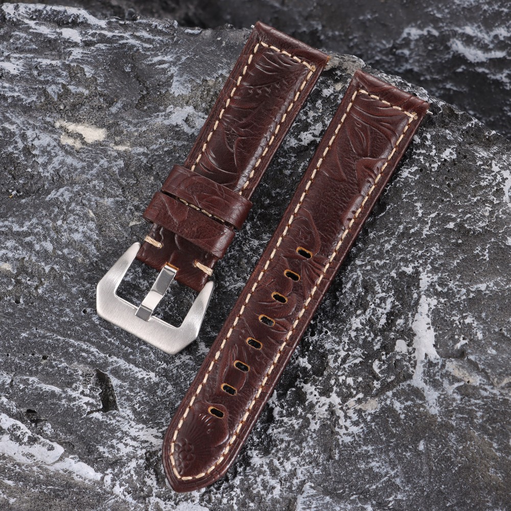 Quick Release Genuine Leather Watch Band 20/22/24/26mm Universal Carved strap