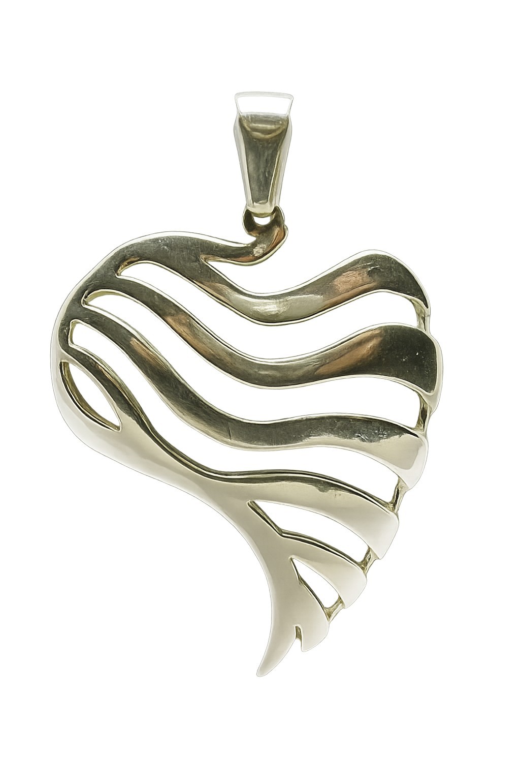 Abstract Sterling Silver Heart Pendant Solid Stamped 925 Nickel Free Handmade