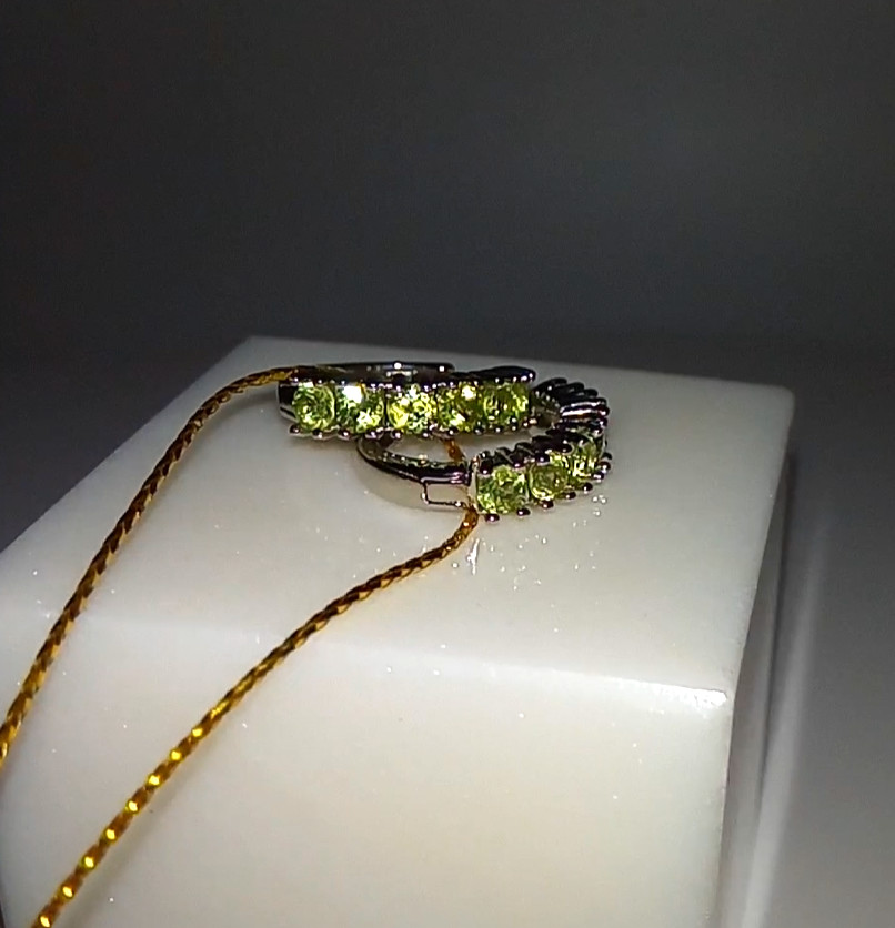 🔥🔥🔥Magnificent TOP CHRYSOLITE Hoop Hoop Hoops Earrings in Silver & Gold