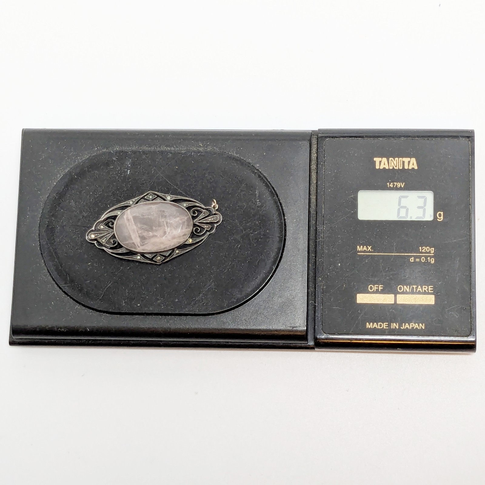 Vintage Sterling Silver Pink Quartz Germany Clasp Missing stone For fix or parts