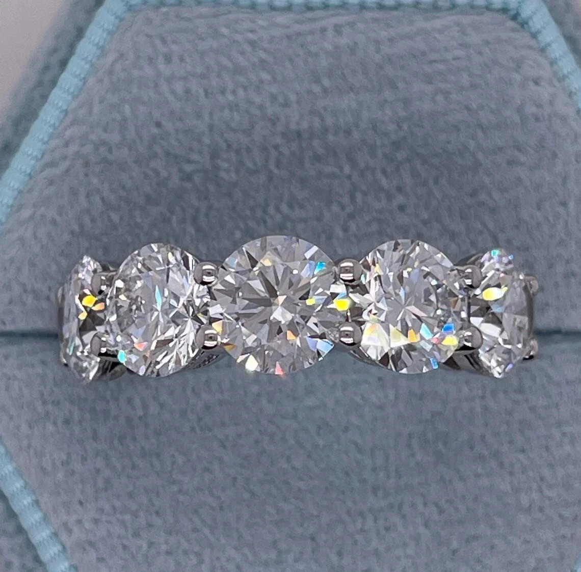 5.00Ct Round Cut Natural Diamond Half Eternity Wedding Band 950 Platinum Size 7