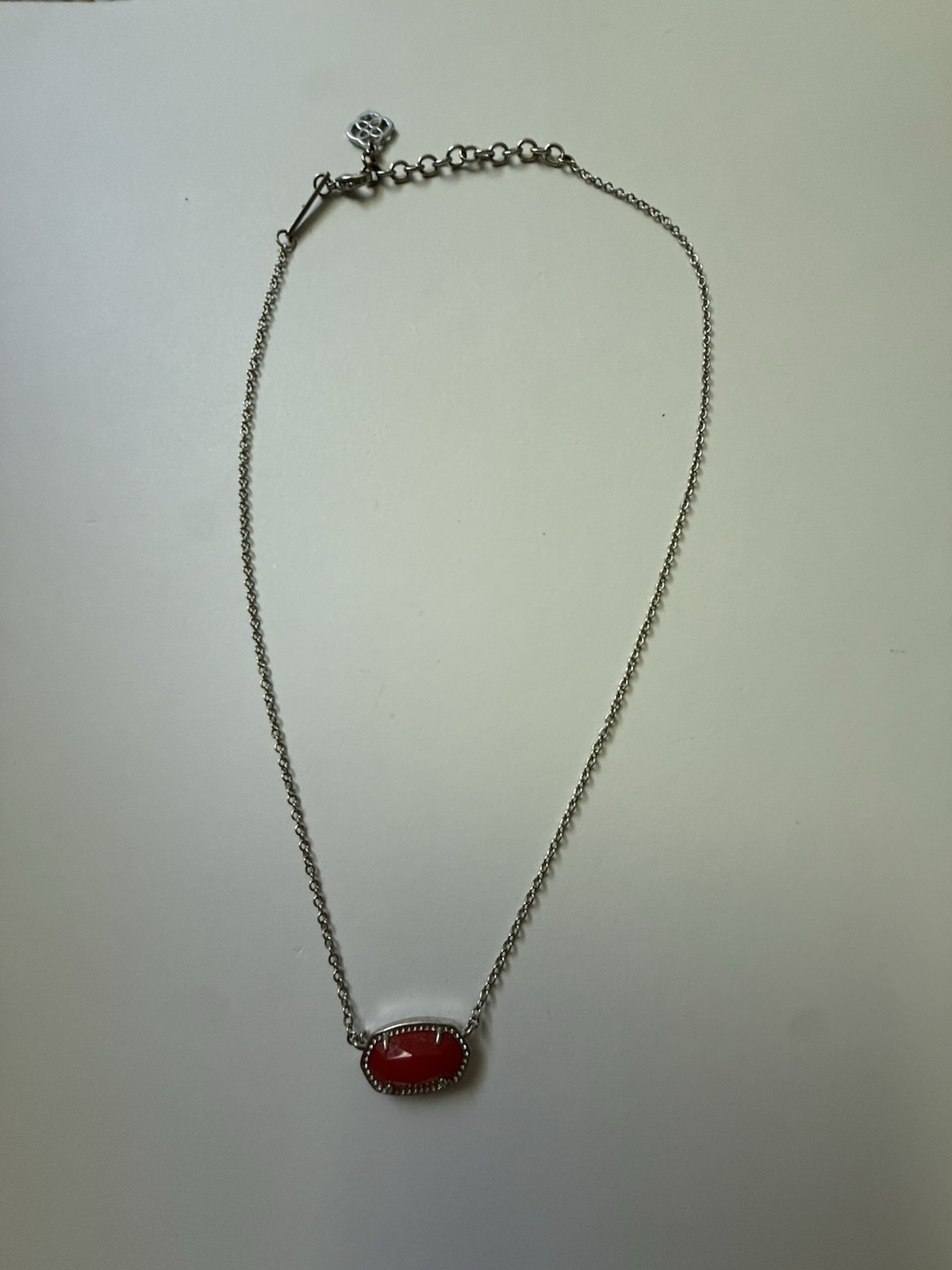 Kendra Scott Necklace Silver with Red Pendant Used No Box No Card No Bag