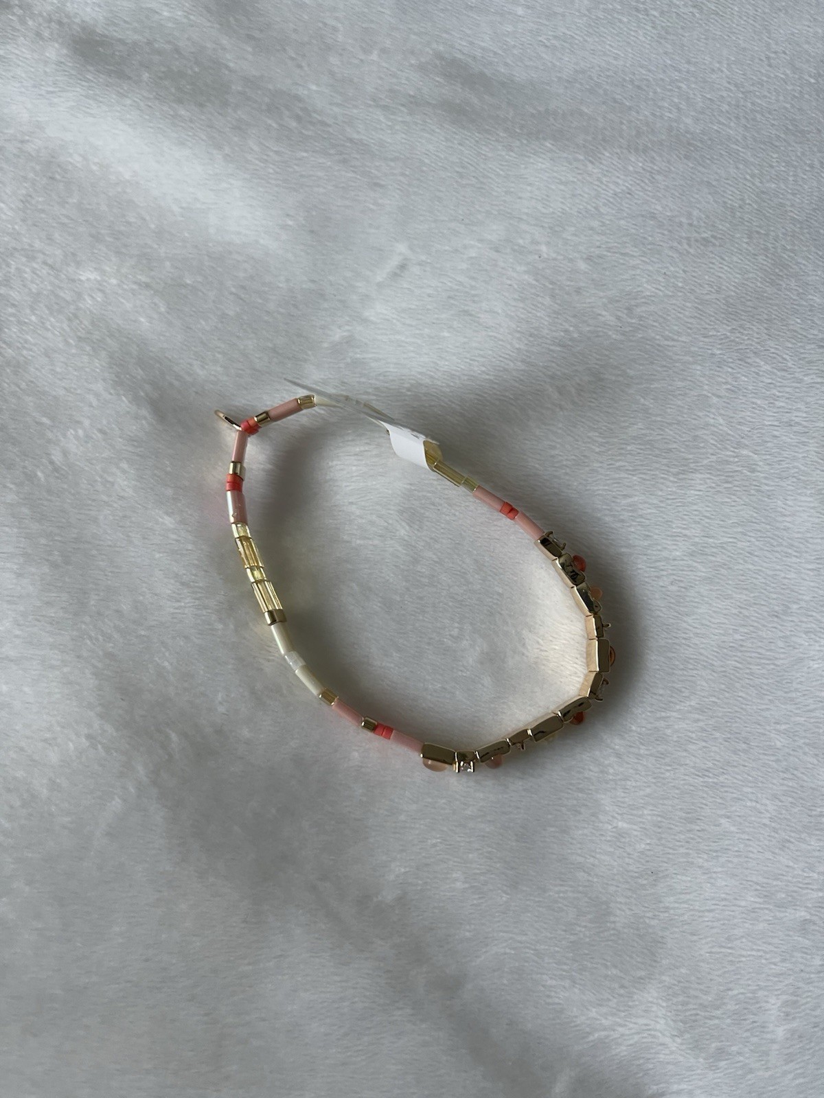 Anthropologie Orange Colorful Beaded Chicklet Stretch Bracelet