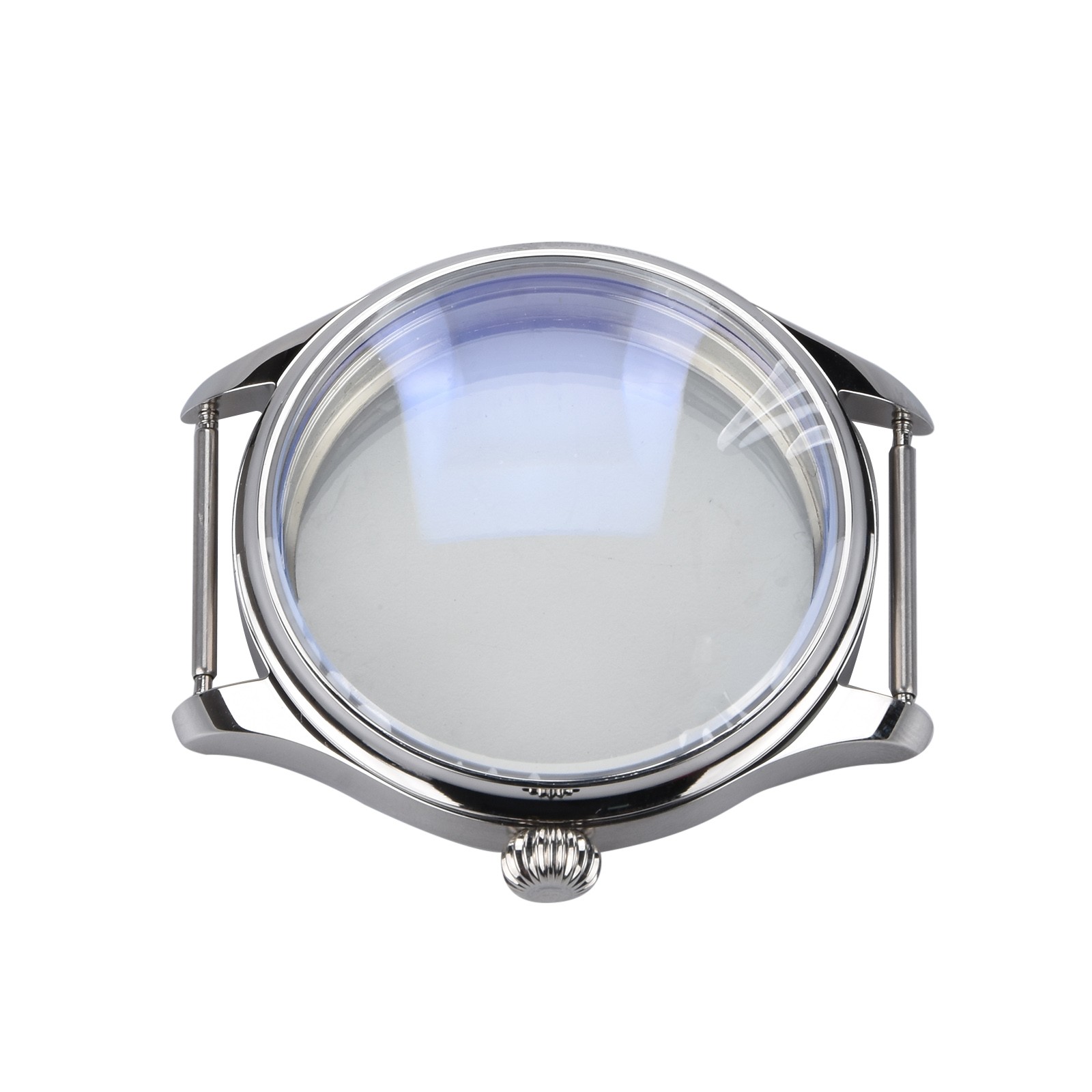 Silver 44mm Stainless Steel Watch Case For ETA6497/6498 Movement Replacement cc