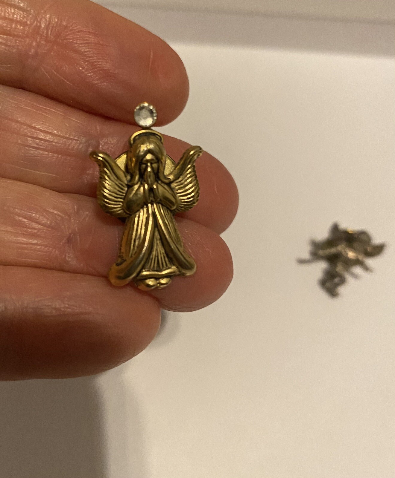 Vintage 2 Angel Gold Tone And Cherub Silver Tone Lapel Pins A705