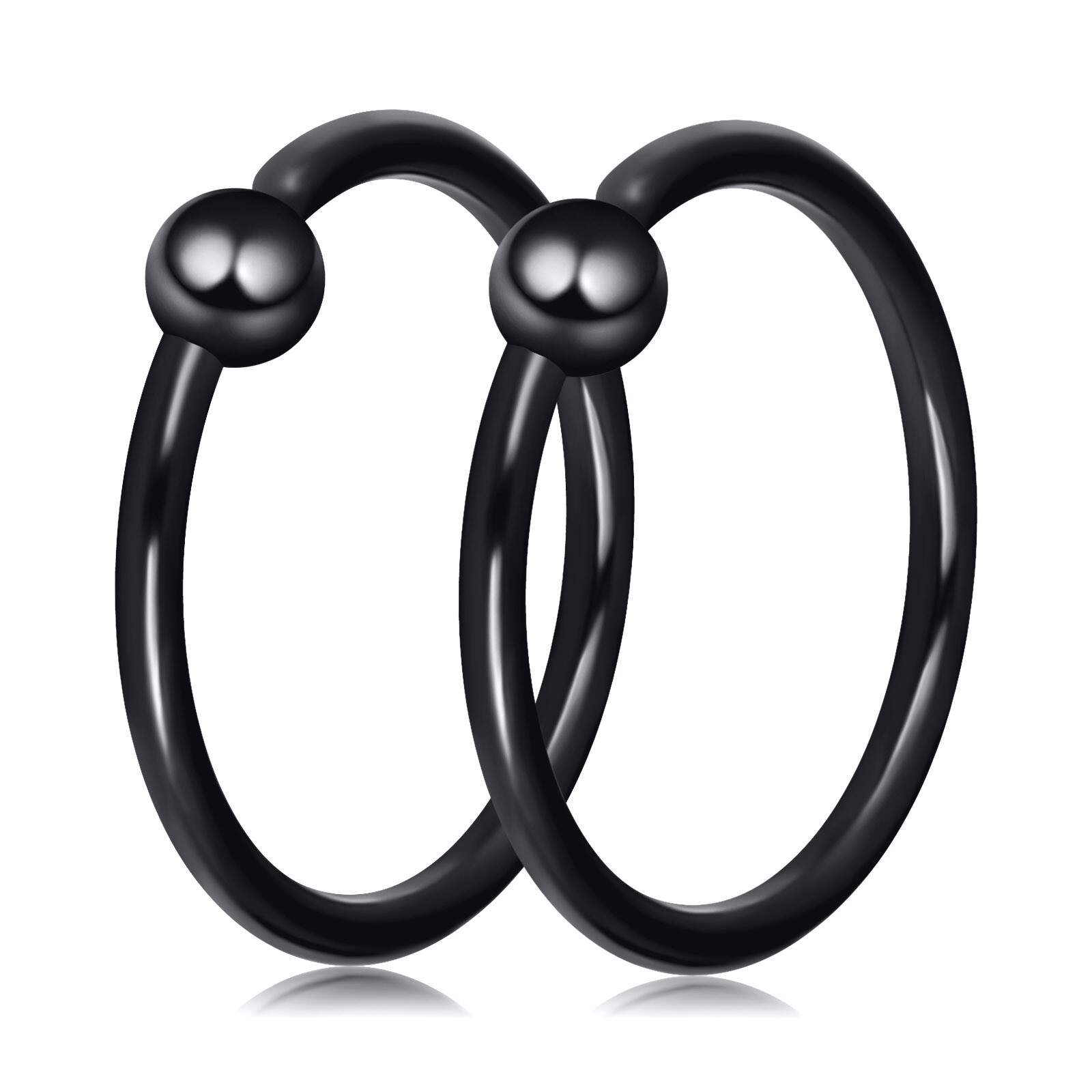 2Pcs 20G Surgical Steel Captive Bead Nose Hoop Septum Lip Ring Earrings Piercing