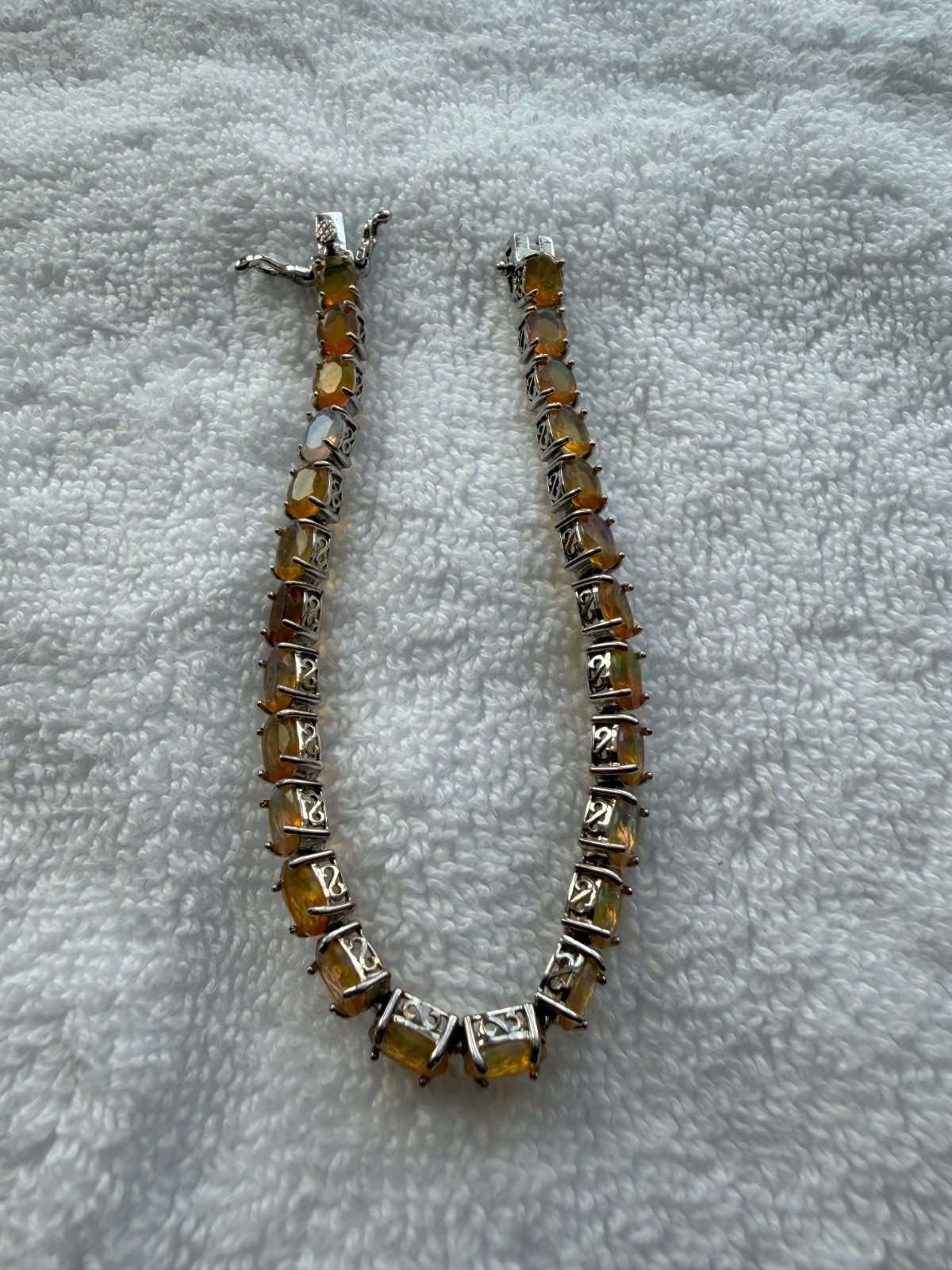 Natural Citrine Tennis Bracelet 925 Sterling Silver 9″