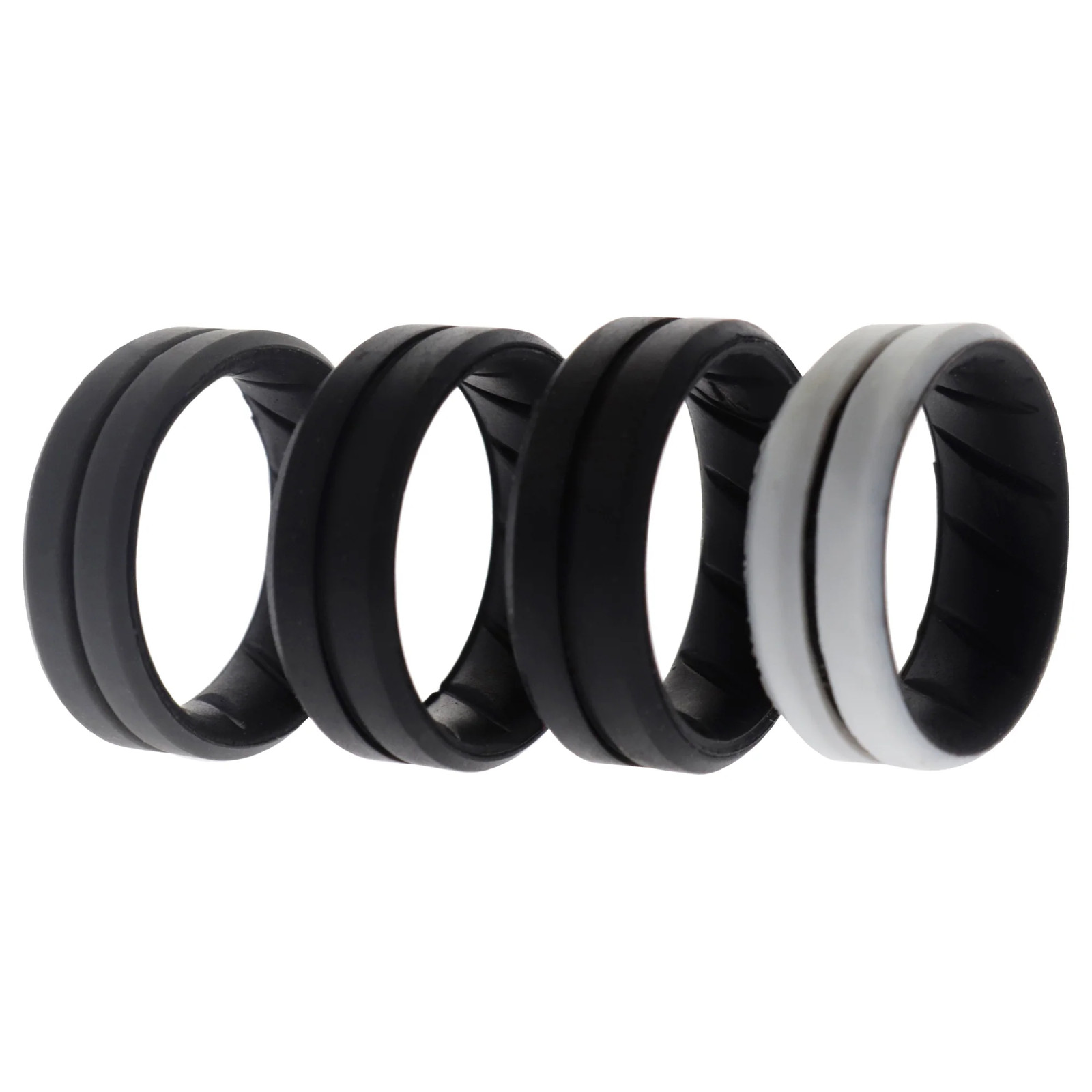Silicone Wedding BR Middle Line Ring Set – Marble by ROQ for Men – 4 x 10 mm …