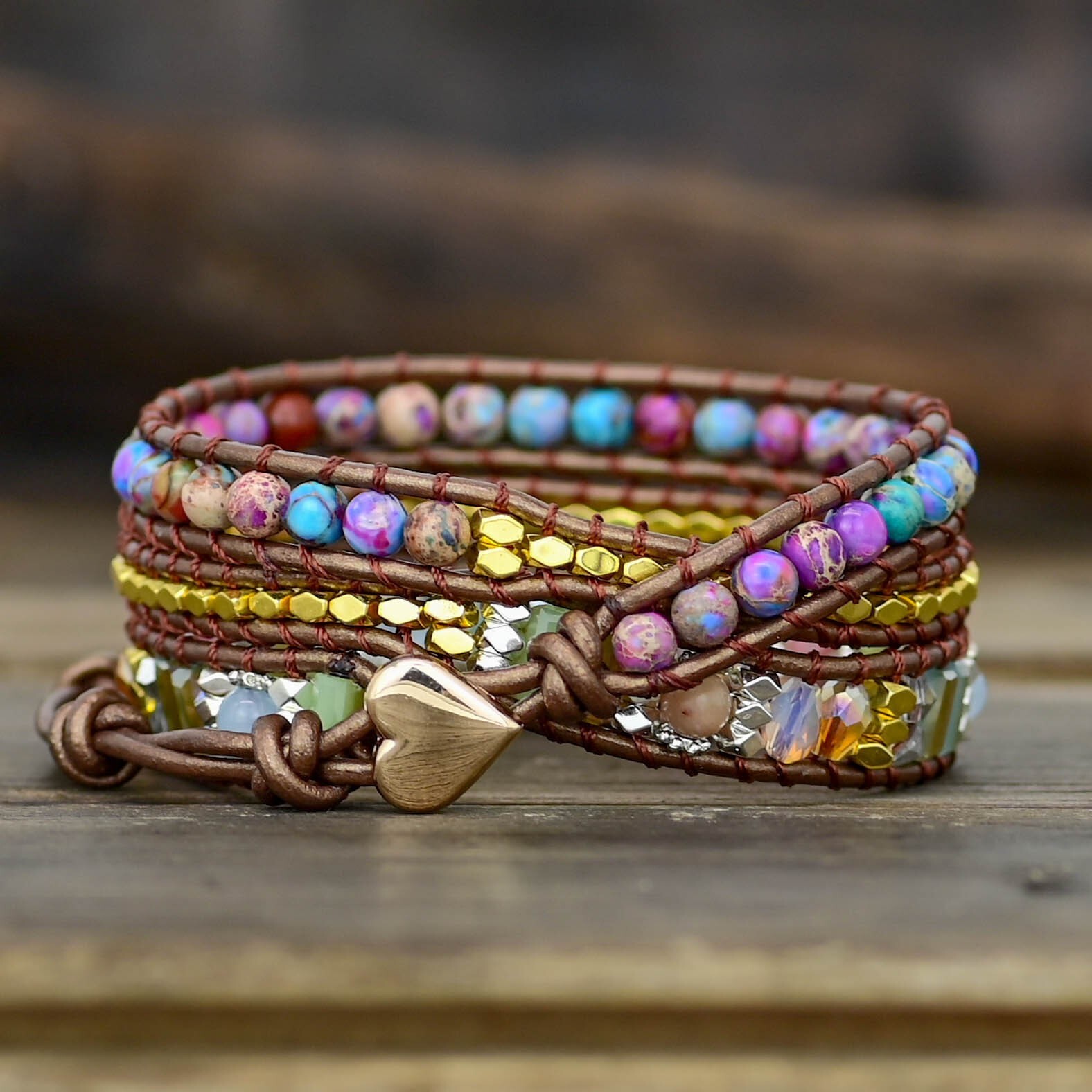 Natural Gemstone Crystal Women Healing Meditation Wrap Handmade Bracelet Gifts