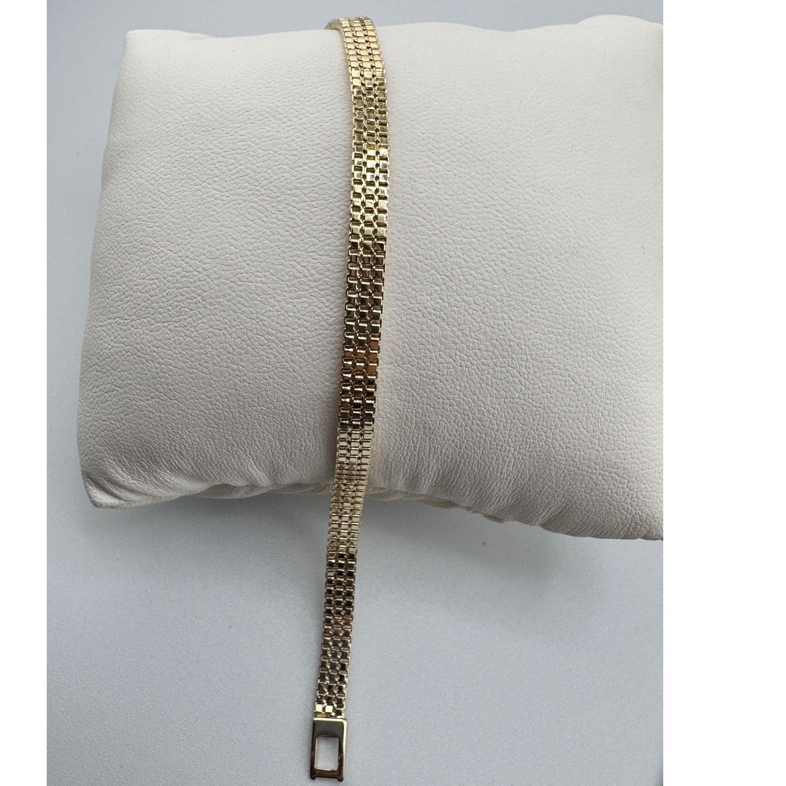 14K Gold Plated Mesh Link Bracelet Textured Fold Over Clasp New Jewelry