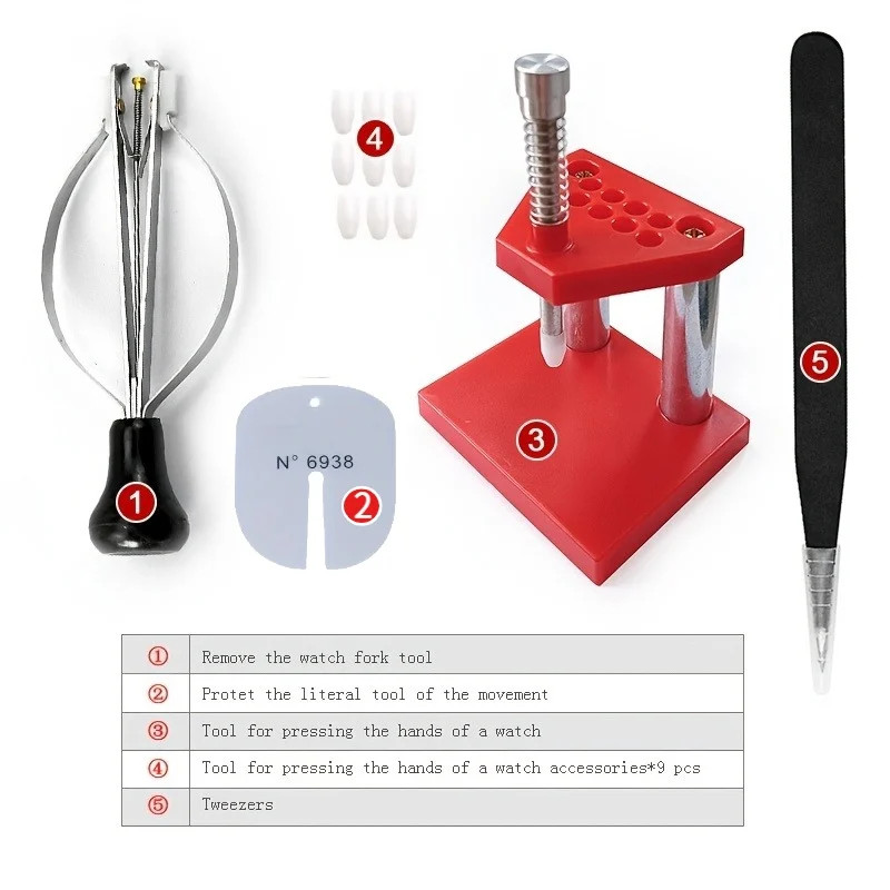 Red Watch Hand Remover Presser Tool – Portable Plunger Puller for Watchmaker