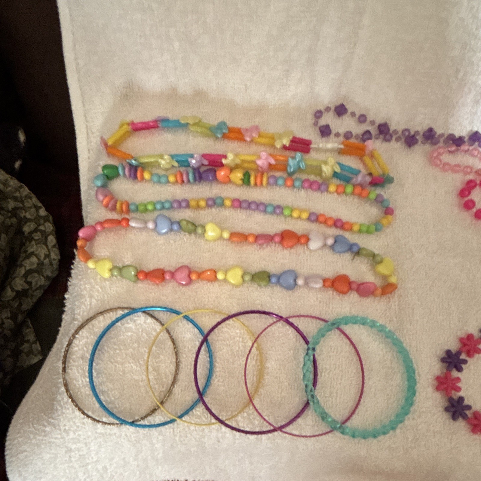 Kids Plastic Jewelry Mixed Lot 22 Multicolor Necklaces Bracelets Rings