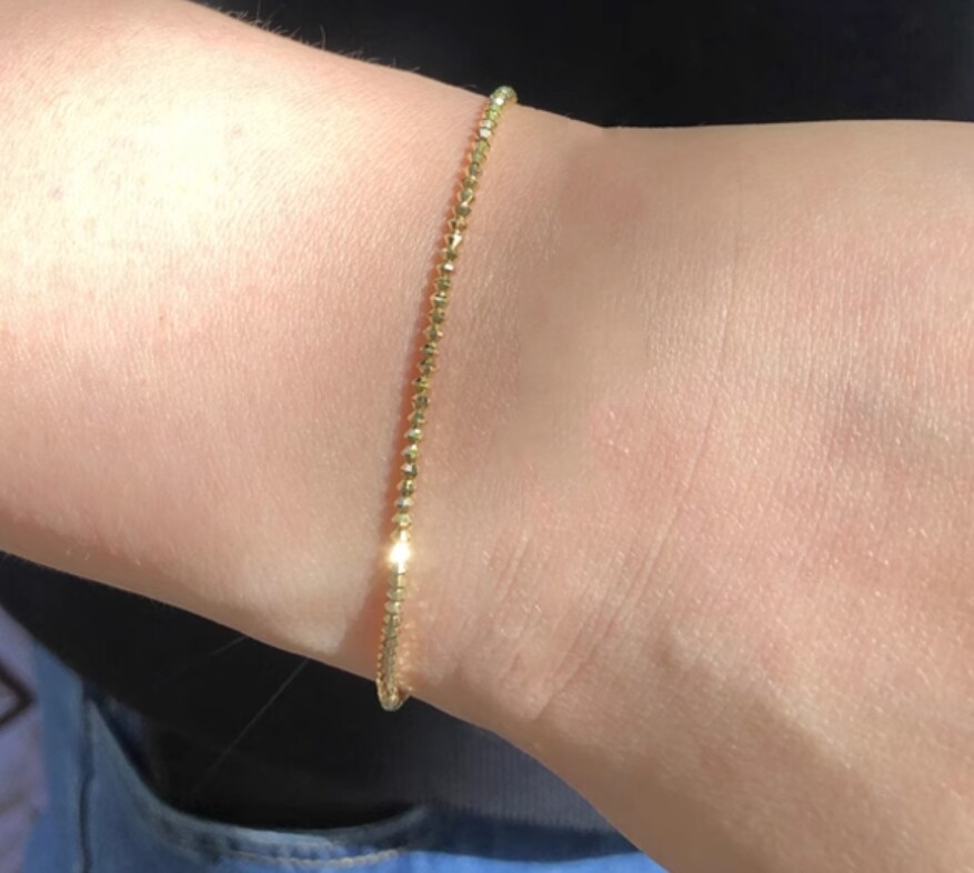 Solid 18K Yellow Gold AU750 Laser Beads Bracelet Bangle Chain Adjust 16-18cm