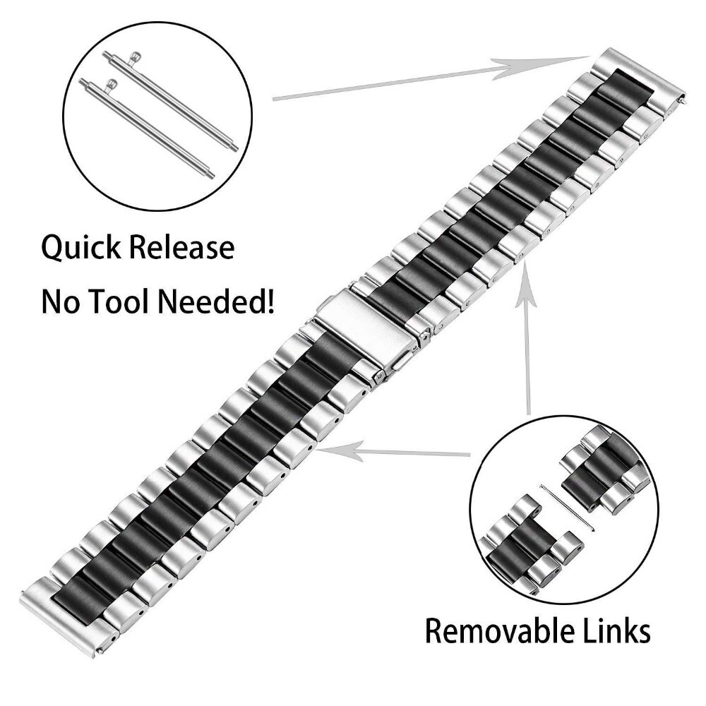 18/20/22/24mm Metal Watch Band Strap Replacement Stainless Steel Wrist Bracelet