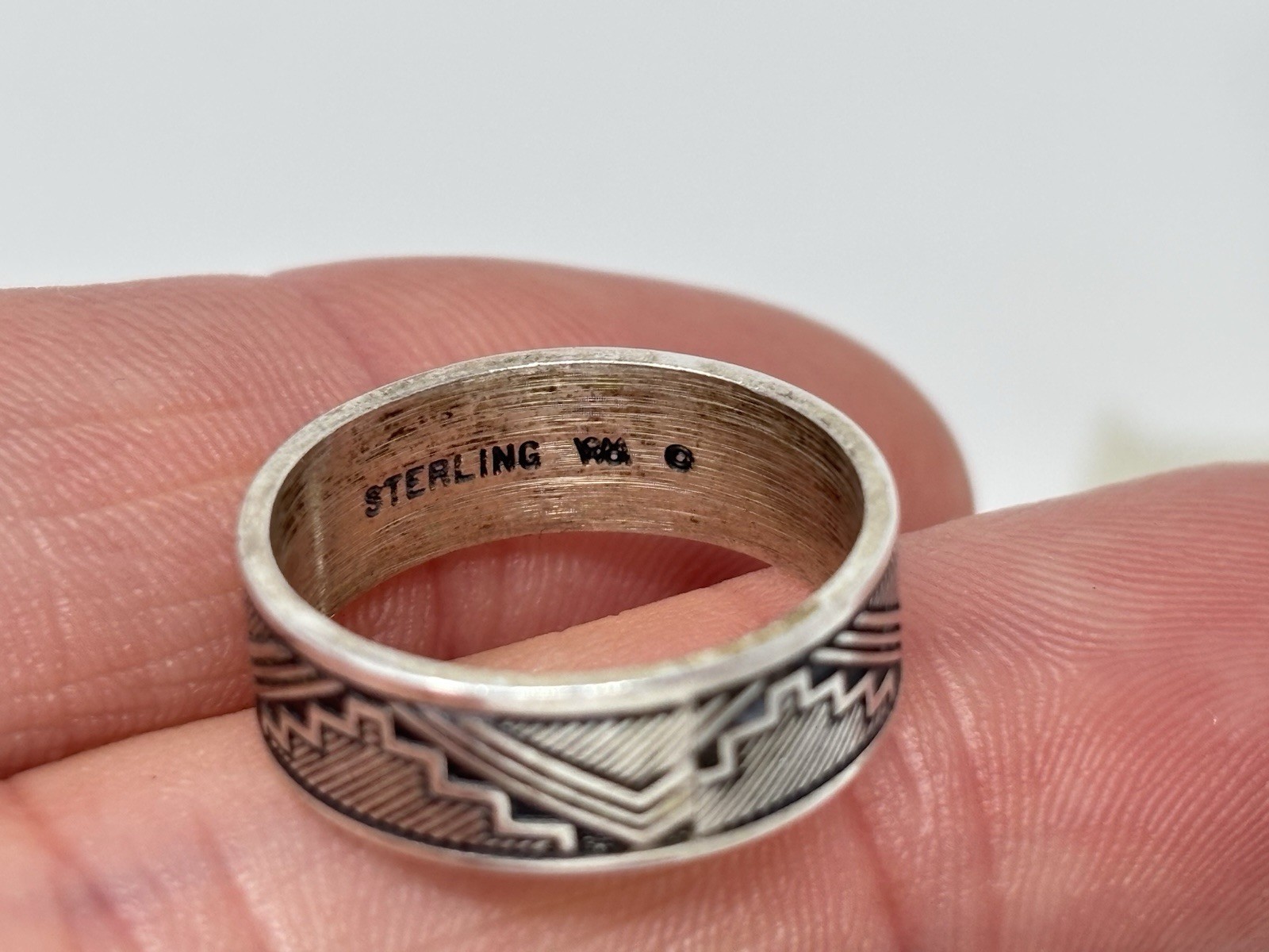 Sterling Silver Mayan Pyramid Aztec Band Ring Sz 6.25 WM Wheeler Manufacturing