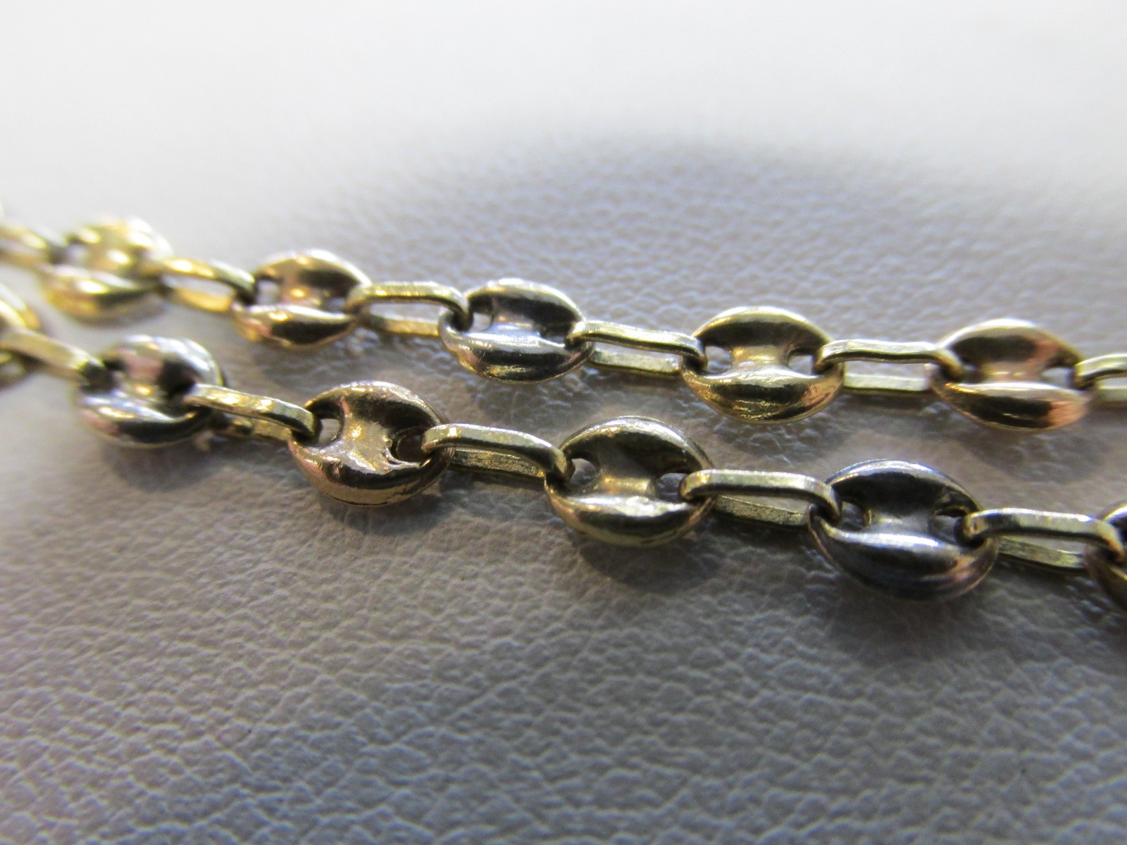 18k Solid Tri Color Gold Anchor Link Necklace 20.5 in. for Him / Her NO RESERVE