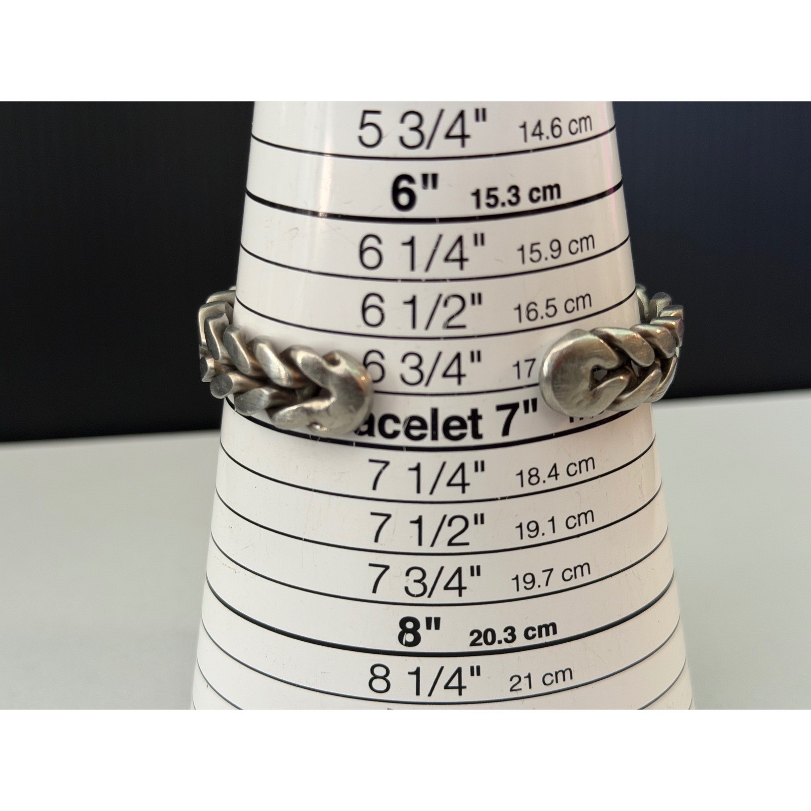 Braided Cuff Bracelet Unisex 6.75in Silver Tone Wheat Link Matte