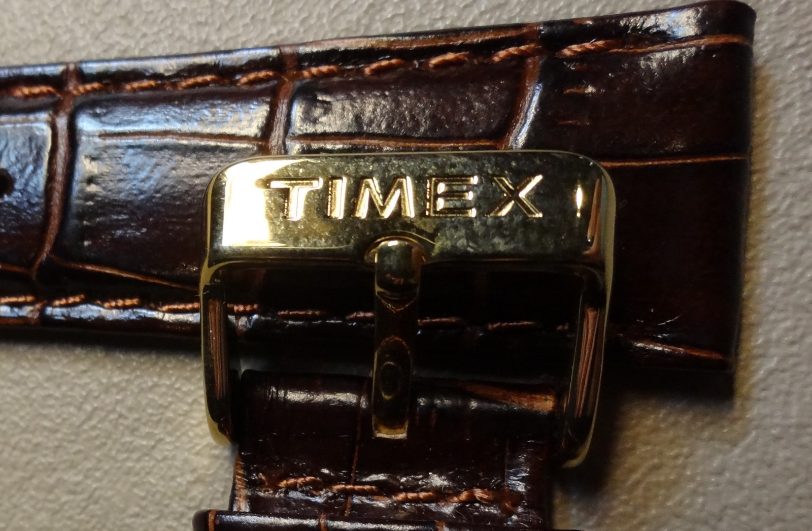 New LONG Length Timex Dark Brown Simulated Crocodile Grain 20mm Watch Band Strap