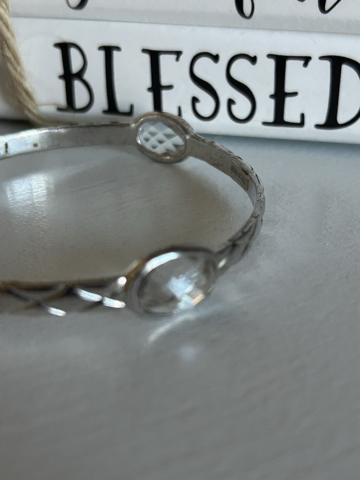CHARLES GARNIER Sterling Silver Beaded Bangle Bracelet Med./Large 20.1Grams