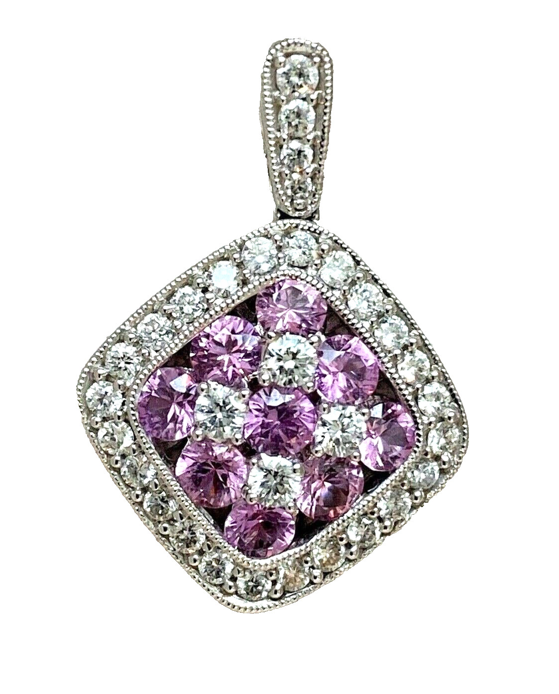 Designer GREGG RUTH 18K Gold Pink Sapphire Diamond Necklace Pendant 1.92ct ~$3K+
