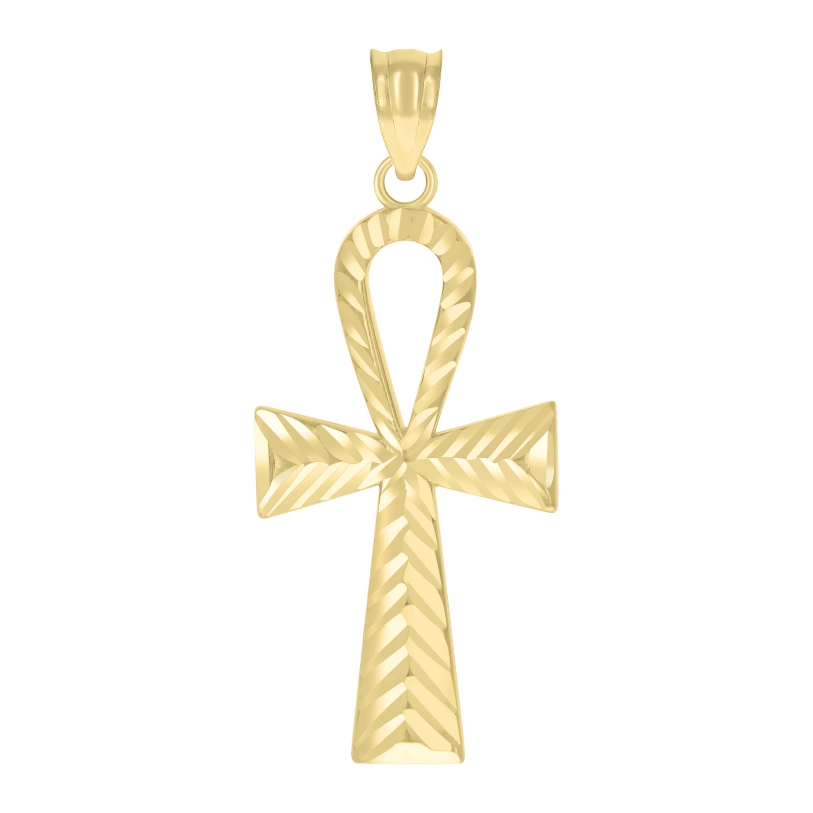10kt Yellow Gold Womens Egyptian Ankh Cross Religious Charm Pendant