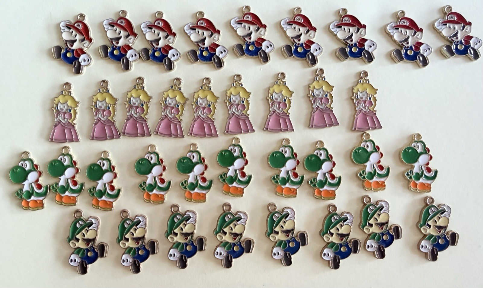 Lot of 36 Mario Video game character metal enamel necklace jewelry charm Pendant