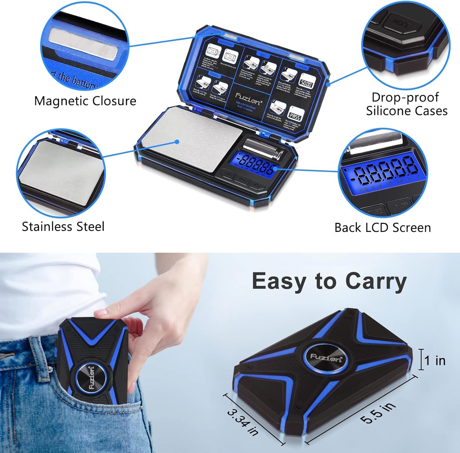 Compact TU-X 200g Digital Pocket Scale with Backlit Display & TARE Function