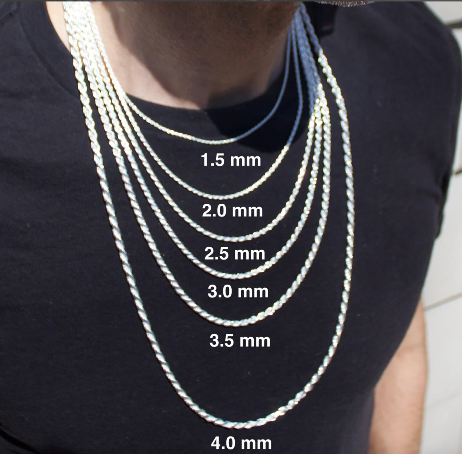 925 Sterling Silver Diamond Cut Rope Chain Necklace .925 Italy All Sizes