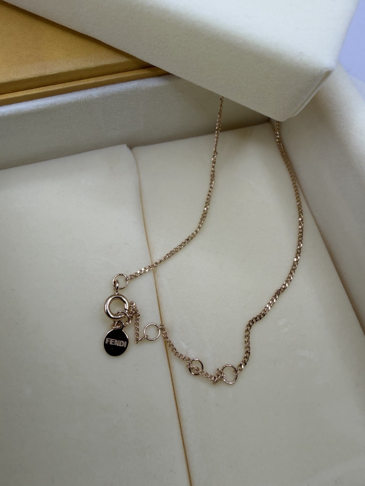 FENDI Necklaces & Pendants Karligraphy Metal Gold 48.5-54.5cm Unisex Itary Made