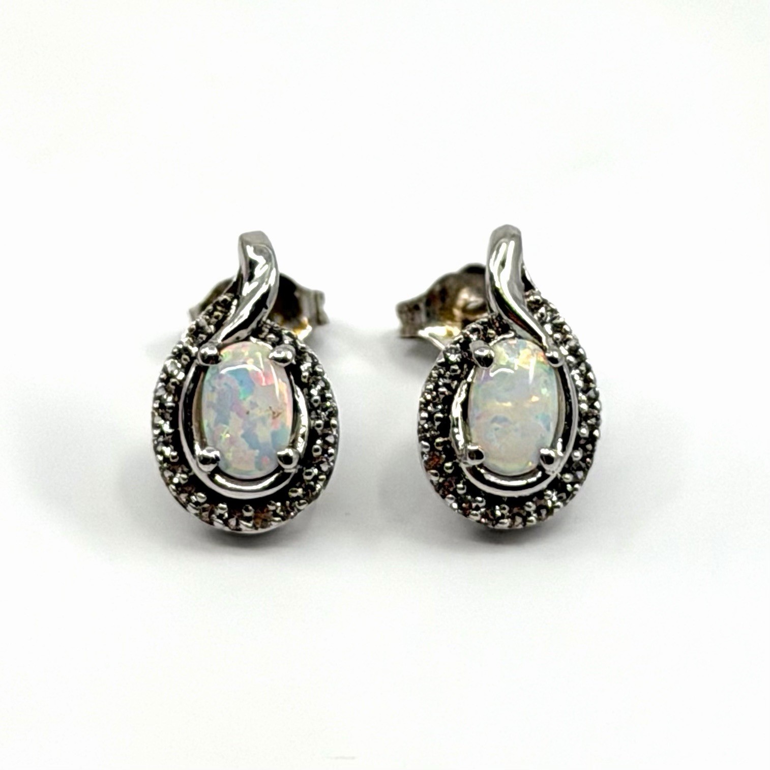 Kay Jewelers Opal Sterling Silver Gemstone Accent 925 Stud Style Earrings