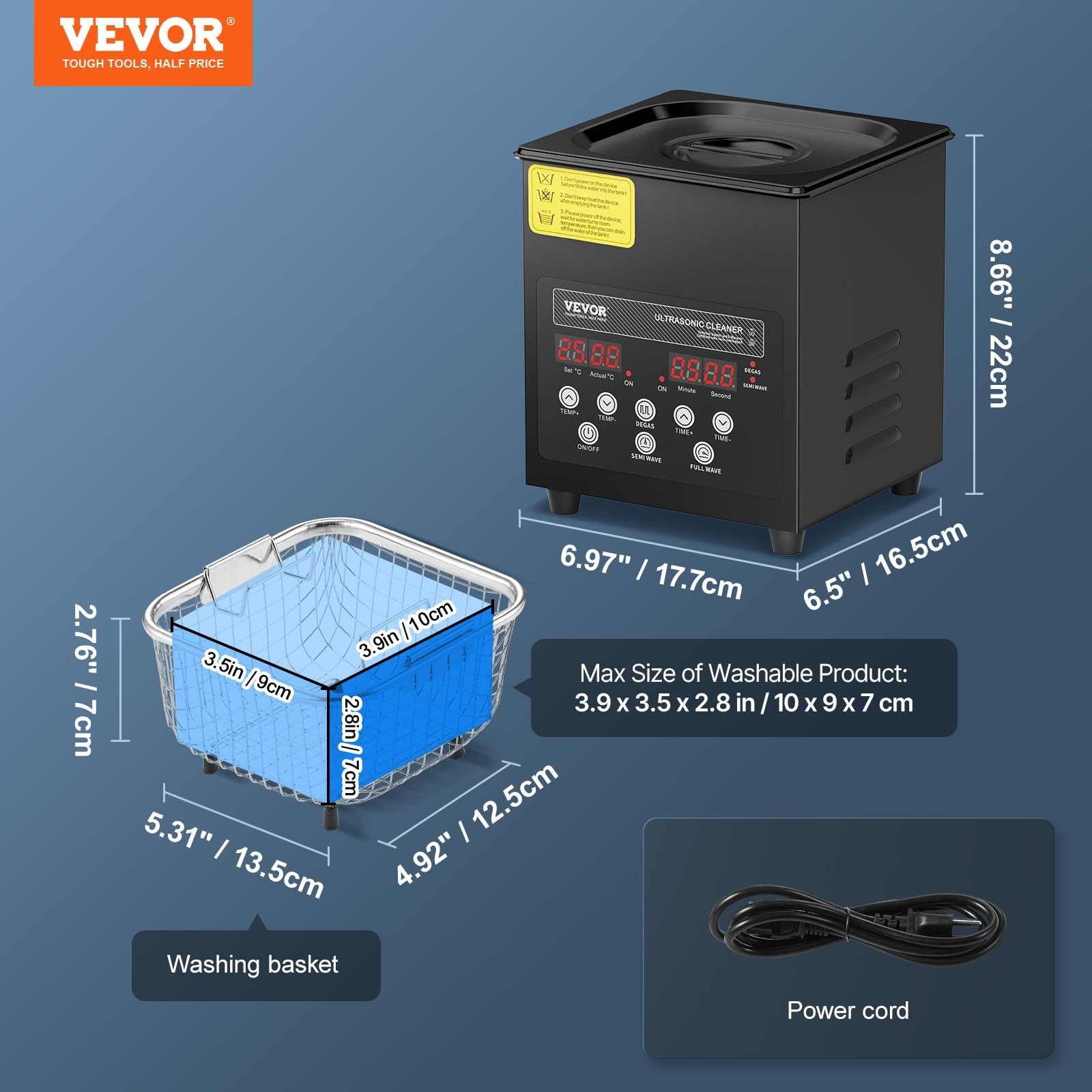 2L Ultrasonic Cleaner 60W Digital Machine with Heater & Timer for Jewelry, Glass