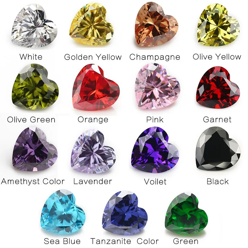 3x3mm~10x10mm Heart Shape Loose Cubic Zirconia Stone 5A CZ Gemstones for Jewelry