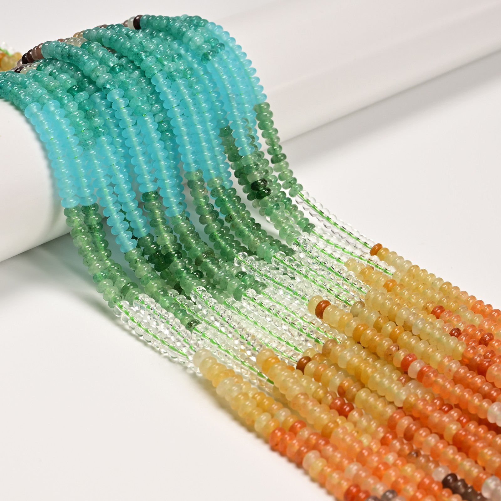 04 Multi-color Gemstone Smooth Rondelle Beads Size 2x4mm 15” Strand
