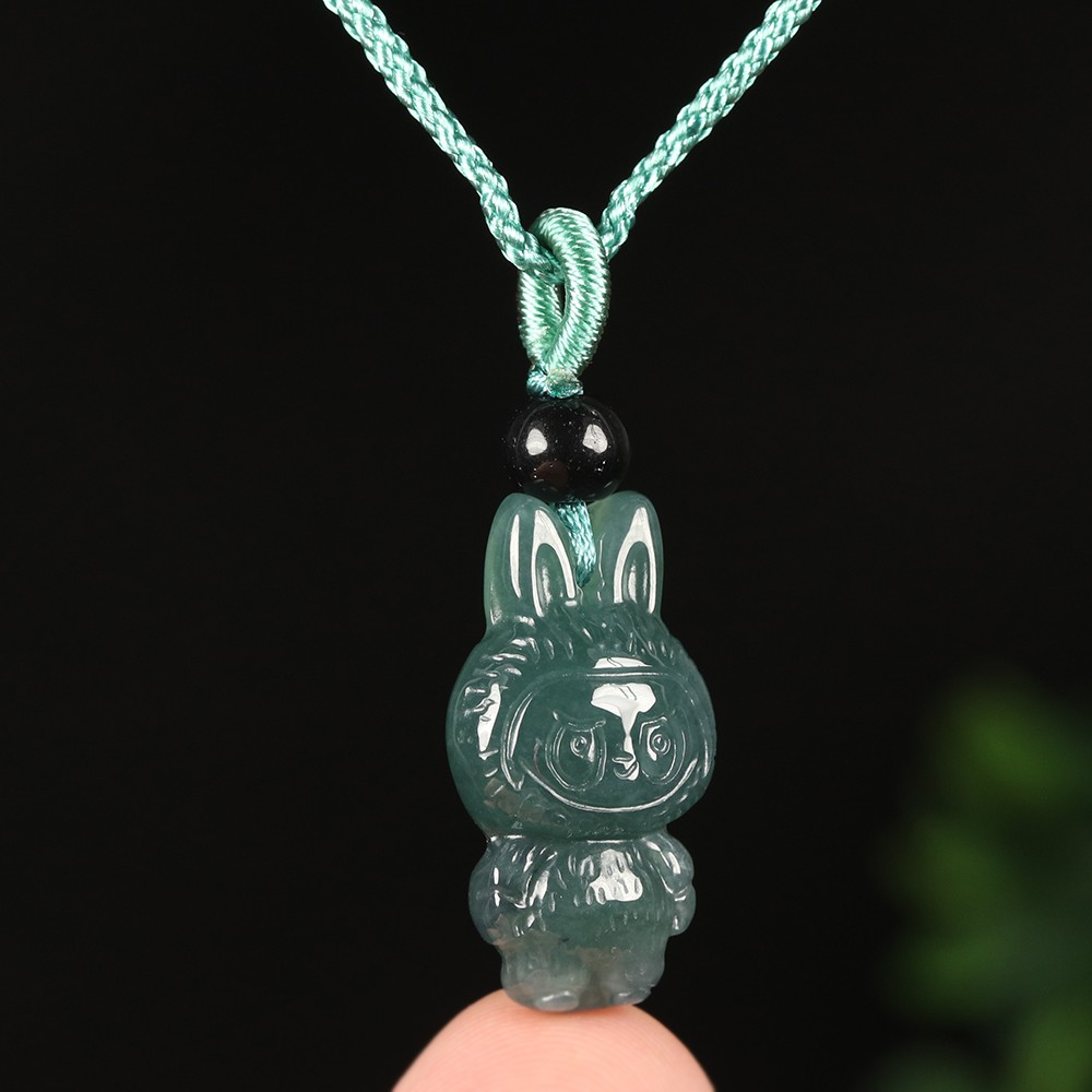 Certified Grade A Green 100% Natural Burma Jadeite Jade Pendant Labubu 拉布布 01988