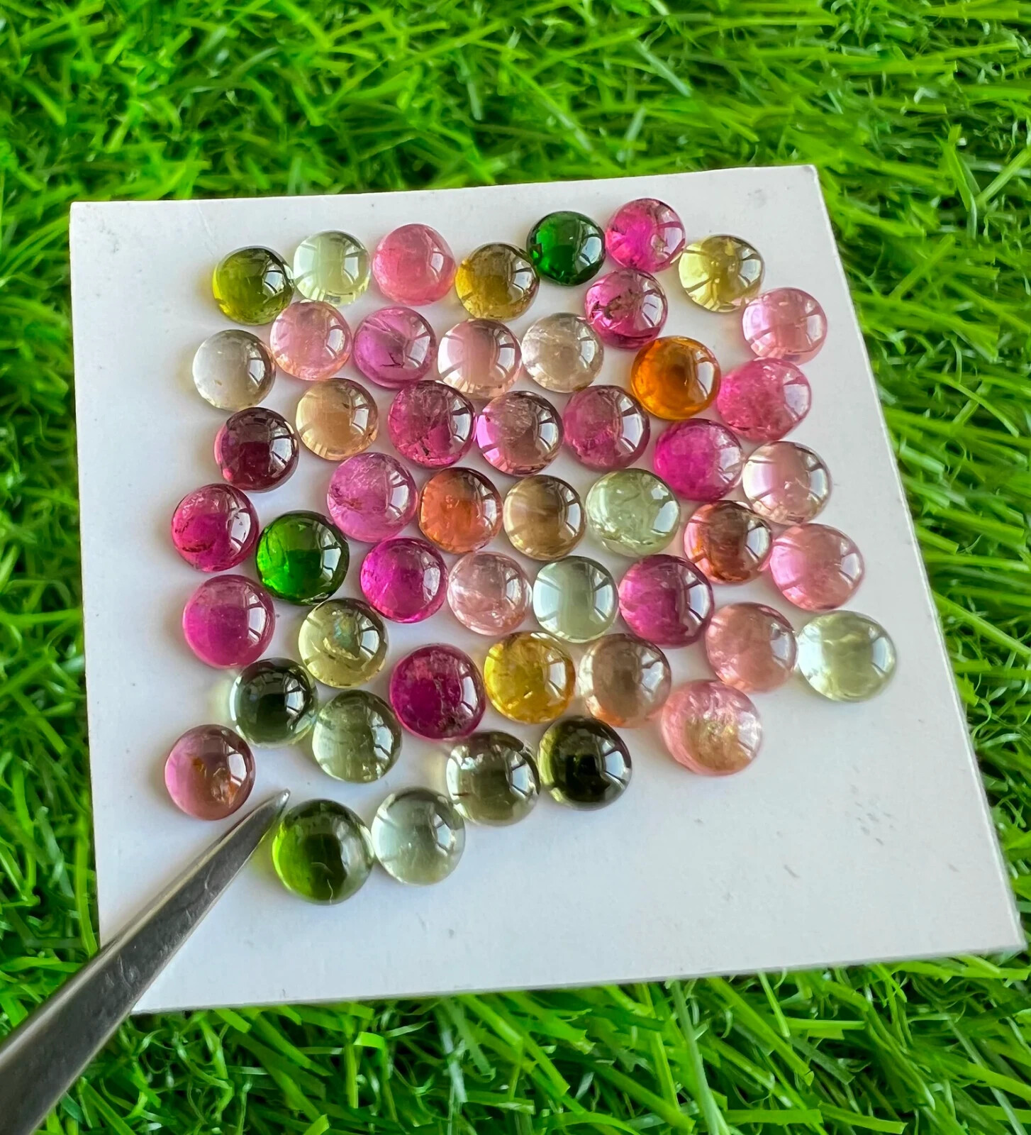 Natural Multi Tourmaline 4 MM Round Loose Gemstone Cabochon 50 Pcs 15.85 Crt