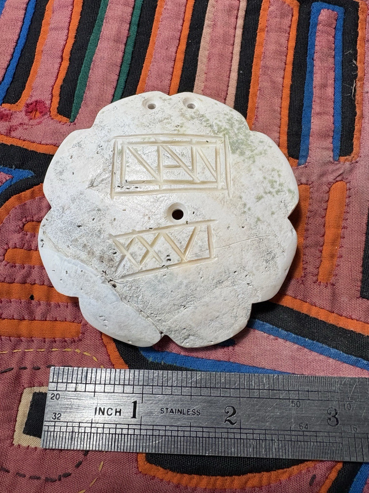 Forked Eye Shell Gorget Made From Manasota Food Shell 2.75” Handmade