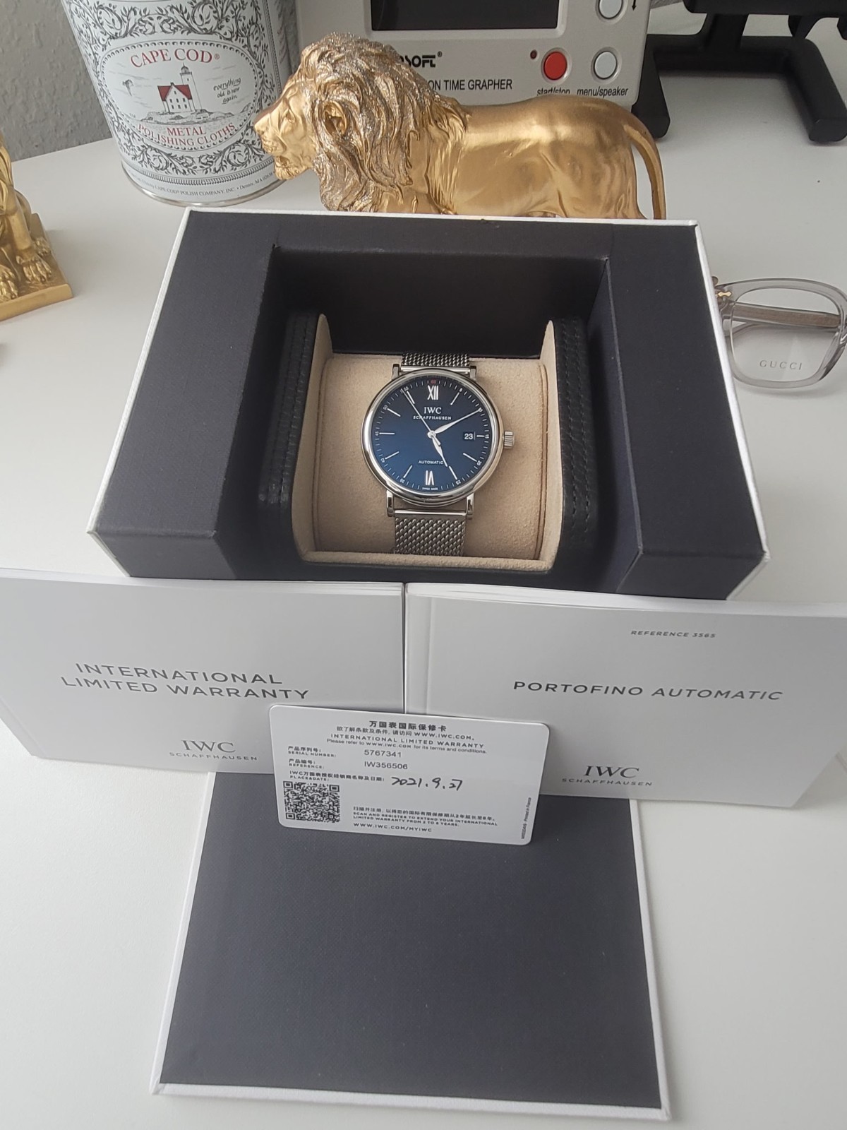 IWC Portofino Automatic IW356506 Blue Dial 40mm Full Set 2021 Warranty Card